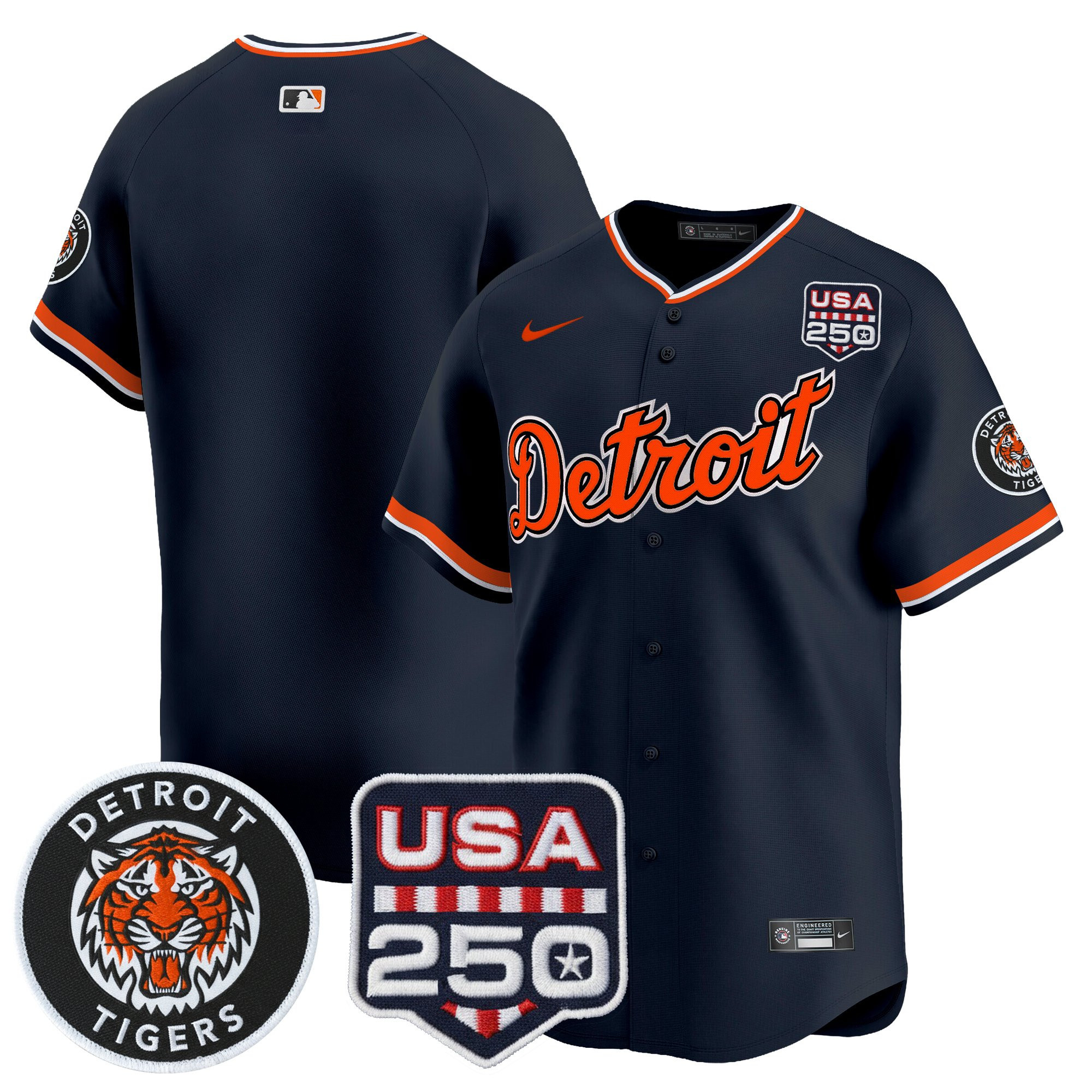 Youth's Detroit Tigers 2026 Alternate Vapor Premier Limited Jersey - 250America Patch - All Stitched - Image 47