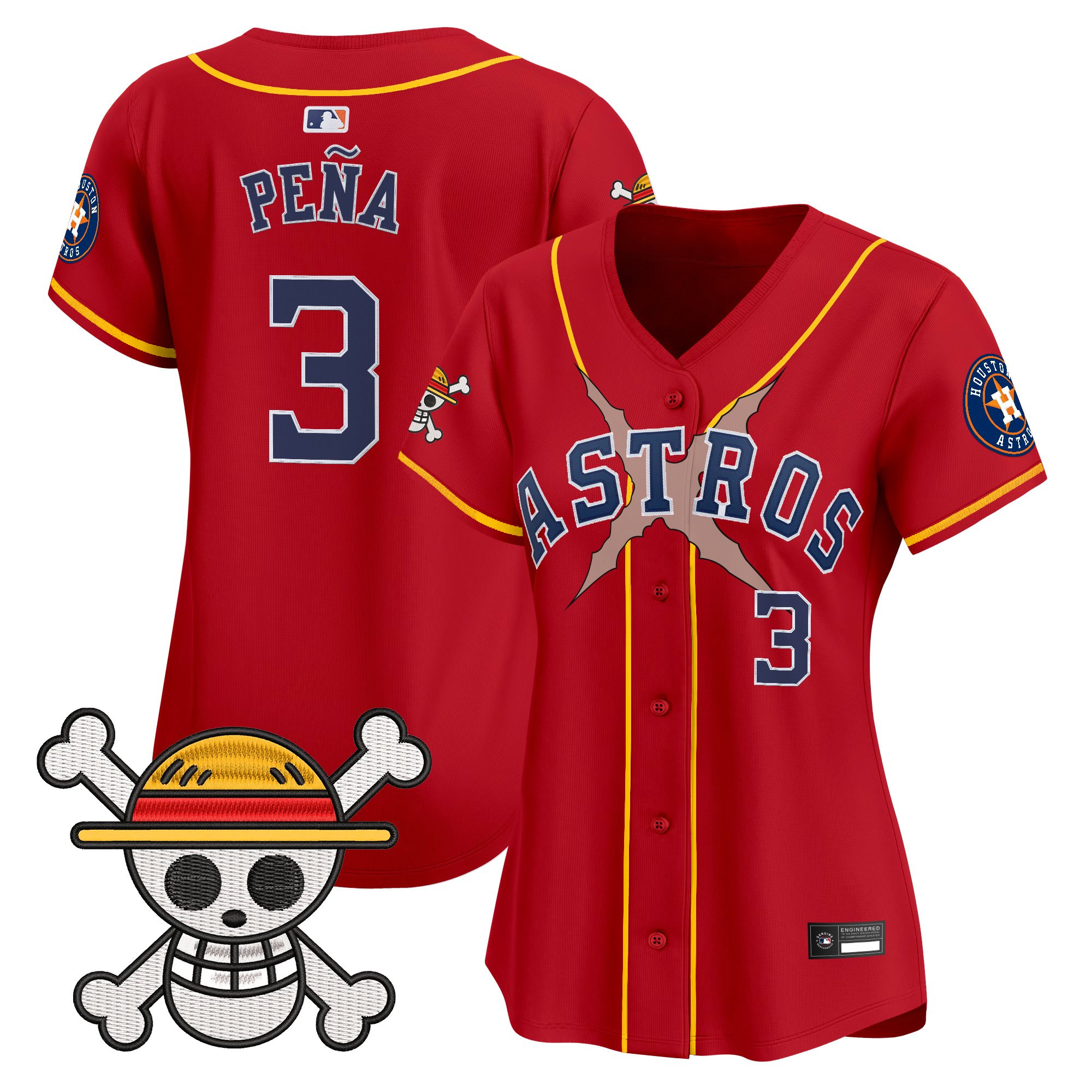 Women's Houston Astros x One Piece Vapor Premier Limited Jersey - Stitched - Image 6