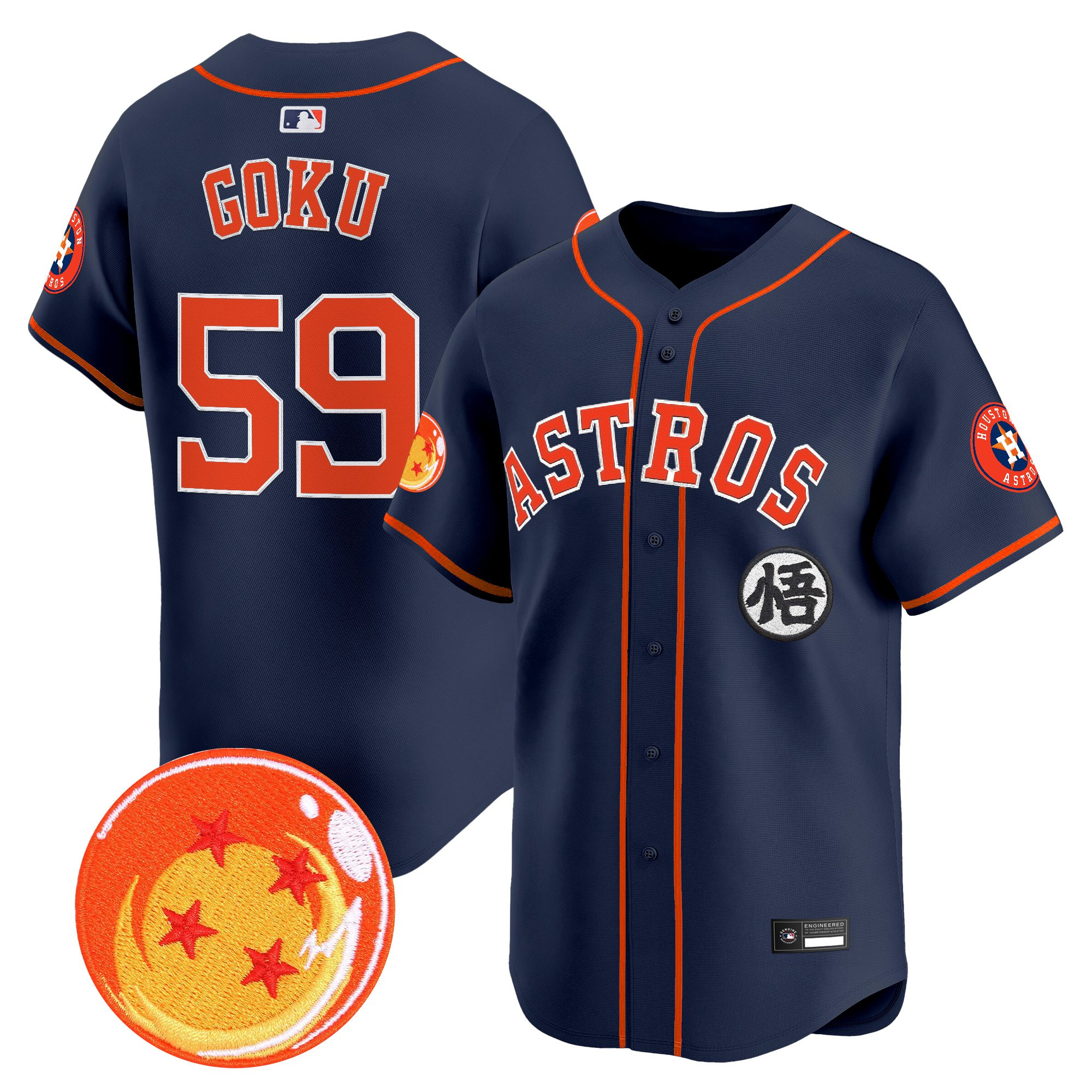 Men's Houston Astros x Dragon Ball Vapor Premier Limited Jersey - All Stitched - Image 34