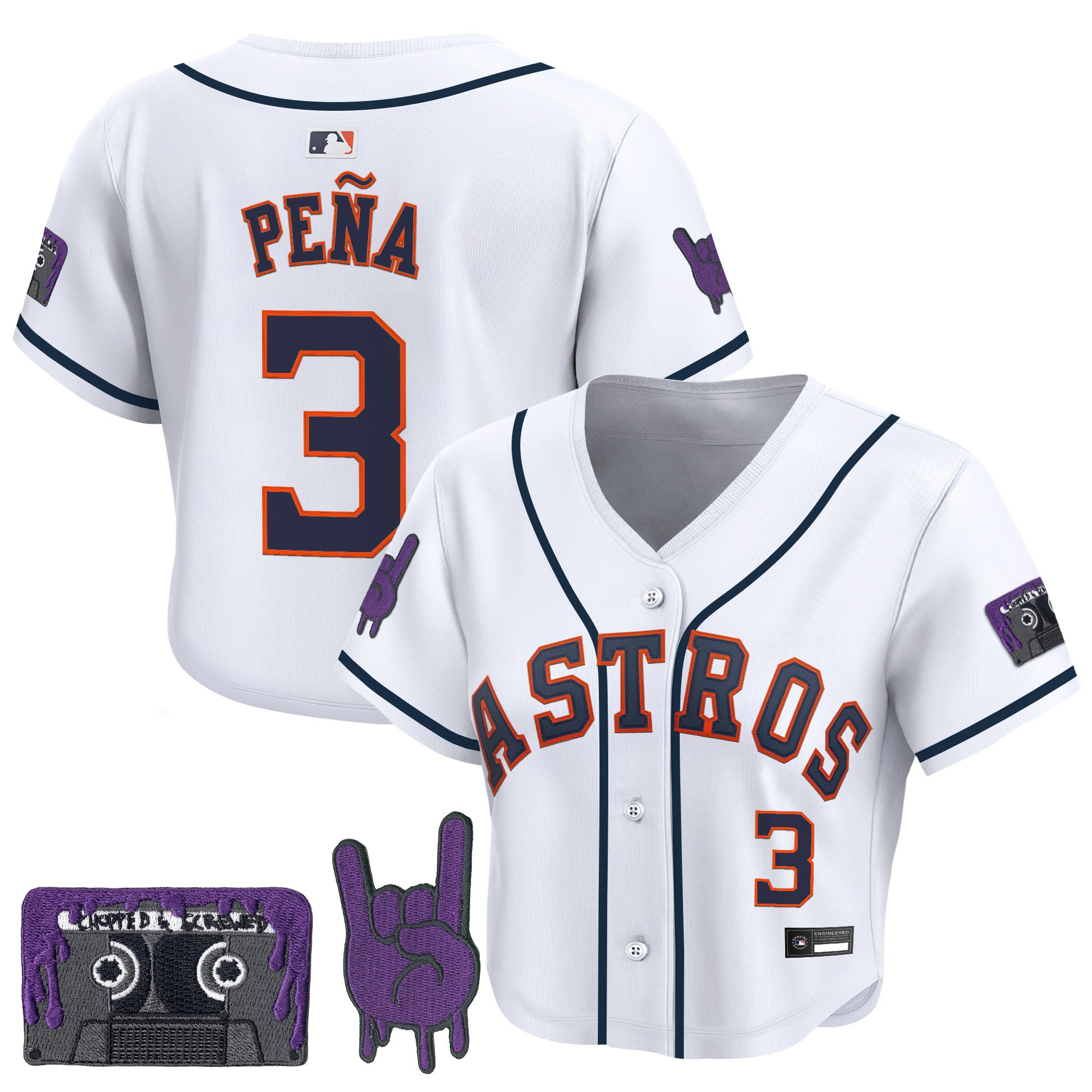 Women's Houston Astros DJ Screw Patch Crop top Baseball Jersey - All Stitched - Image 34