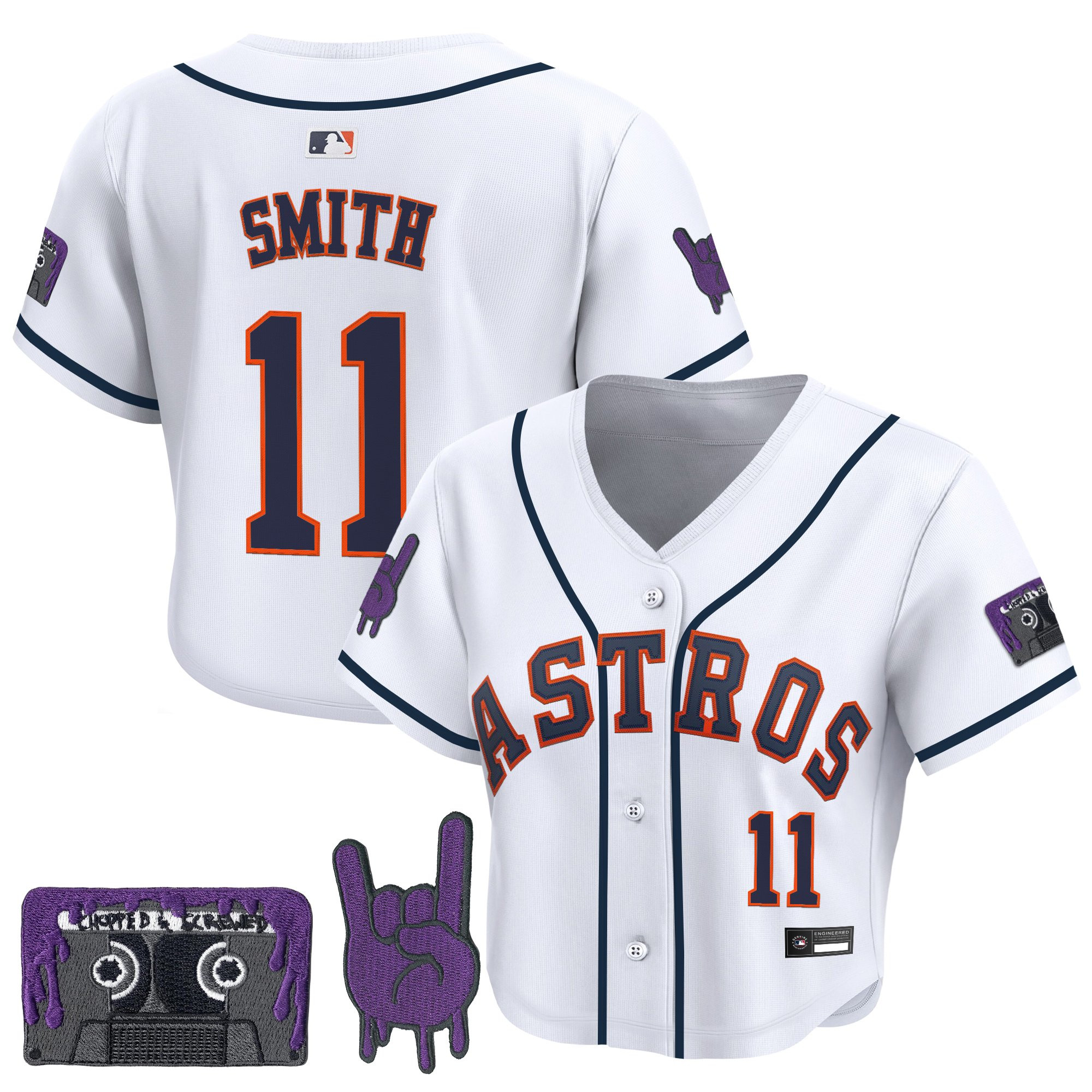 Women's Houston Astros DJ Screw Patch Crop top Baseball Jersey - All Stitched - Image 39