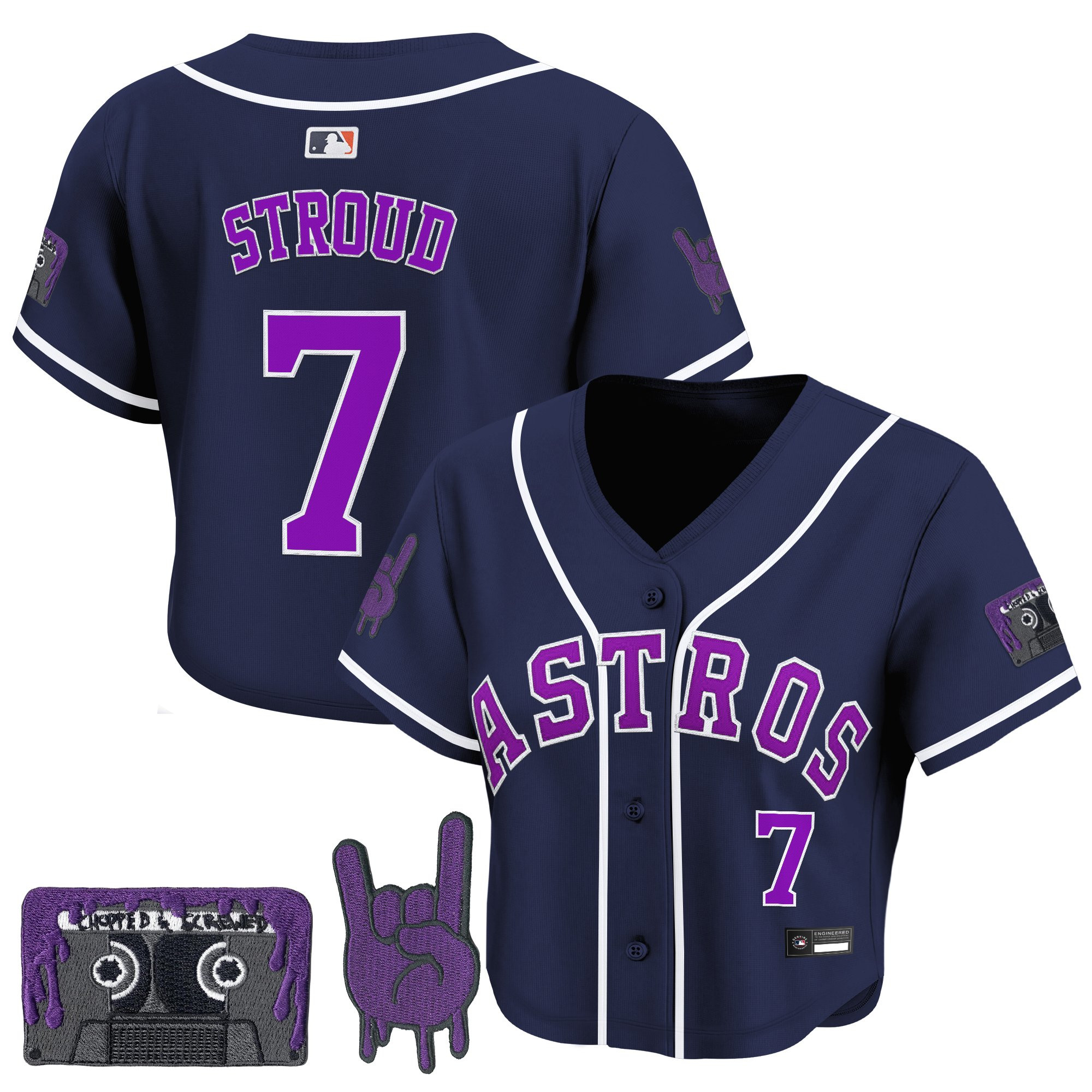 Women's Houston Astros DJ Screw Patch Crop top Baseball Jersey - All Stitched - Image 47