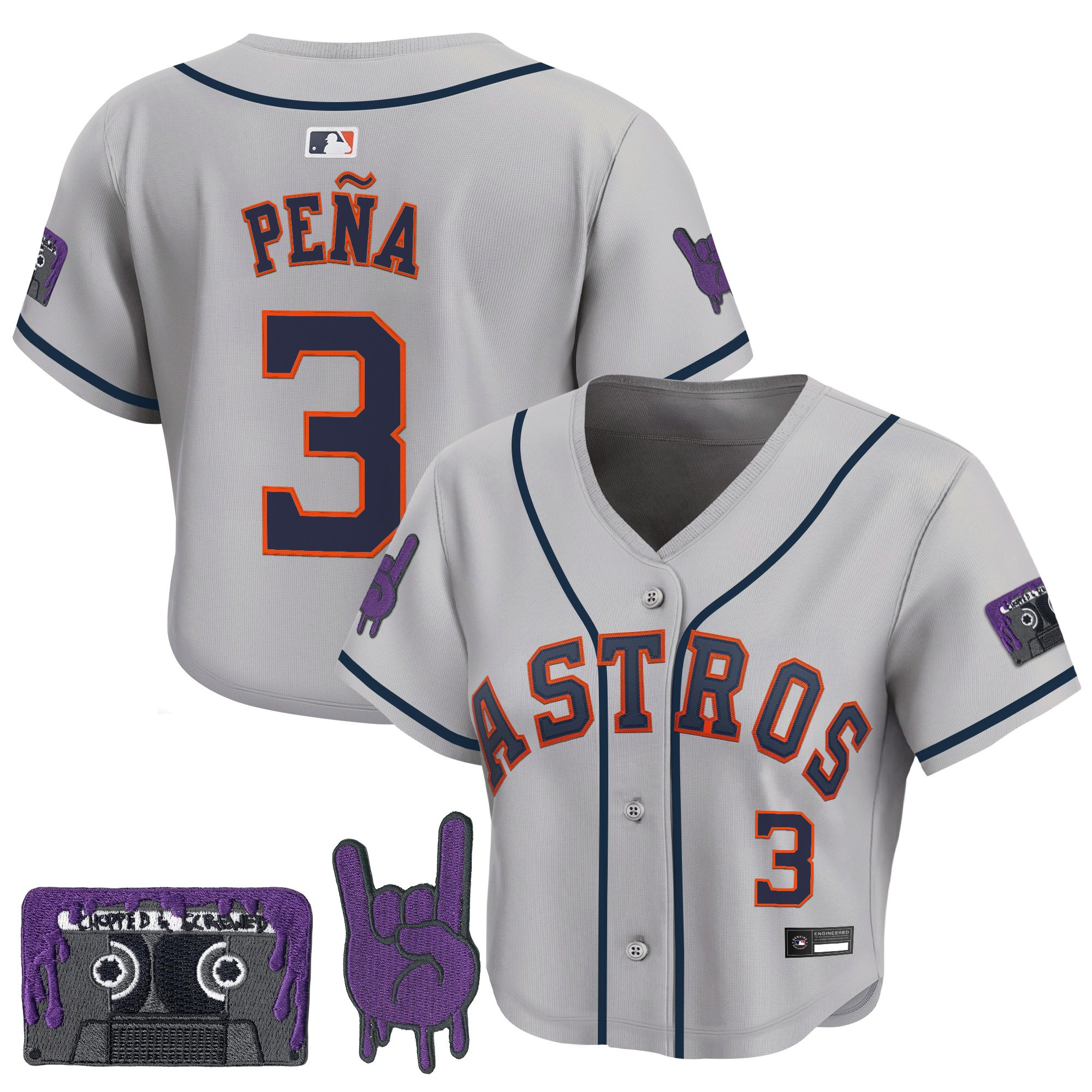 Women's Houston Astros DJ Screw Patch Crop top Baseball Jersey - All Stitched - Image 24