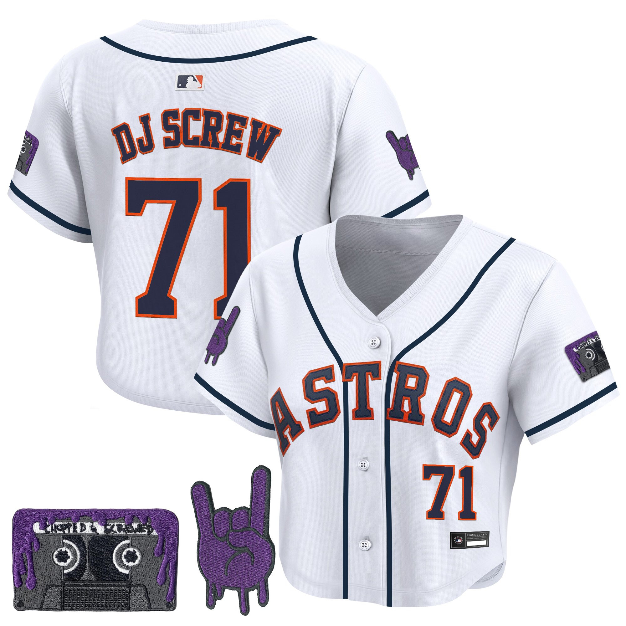 Women's Houston Astros DJ Screw Patch Crop top Baseball Jersey - All Stitched - Image 38