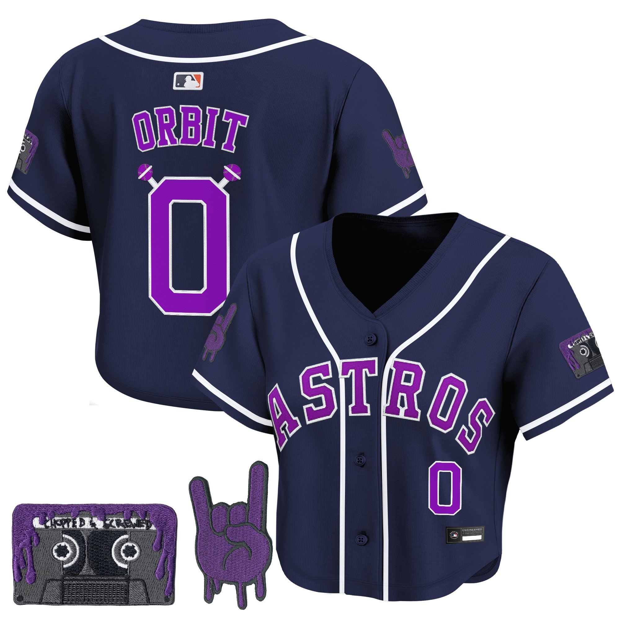 Women's Houston Astros DJ Screw Patch Crop top Baseball Jersey - All Stitched - Image 45