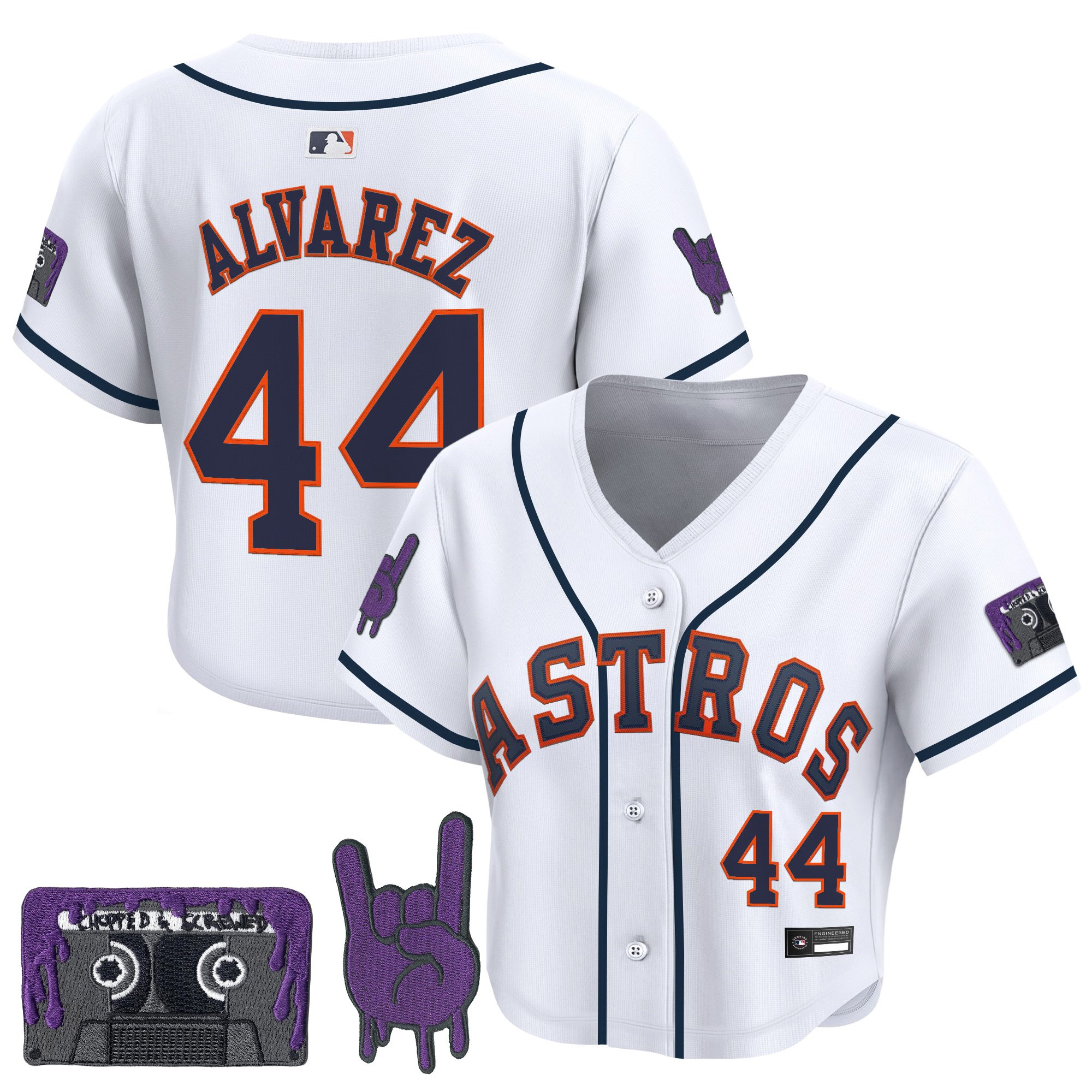 Women's Houston Astros DJ Screw Patch Crop top Baseball Jersey - All Stitched - Image 36