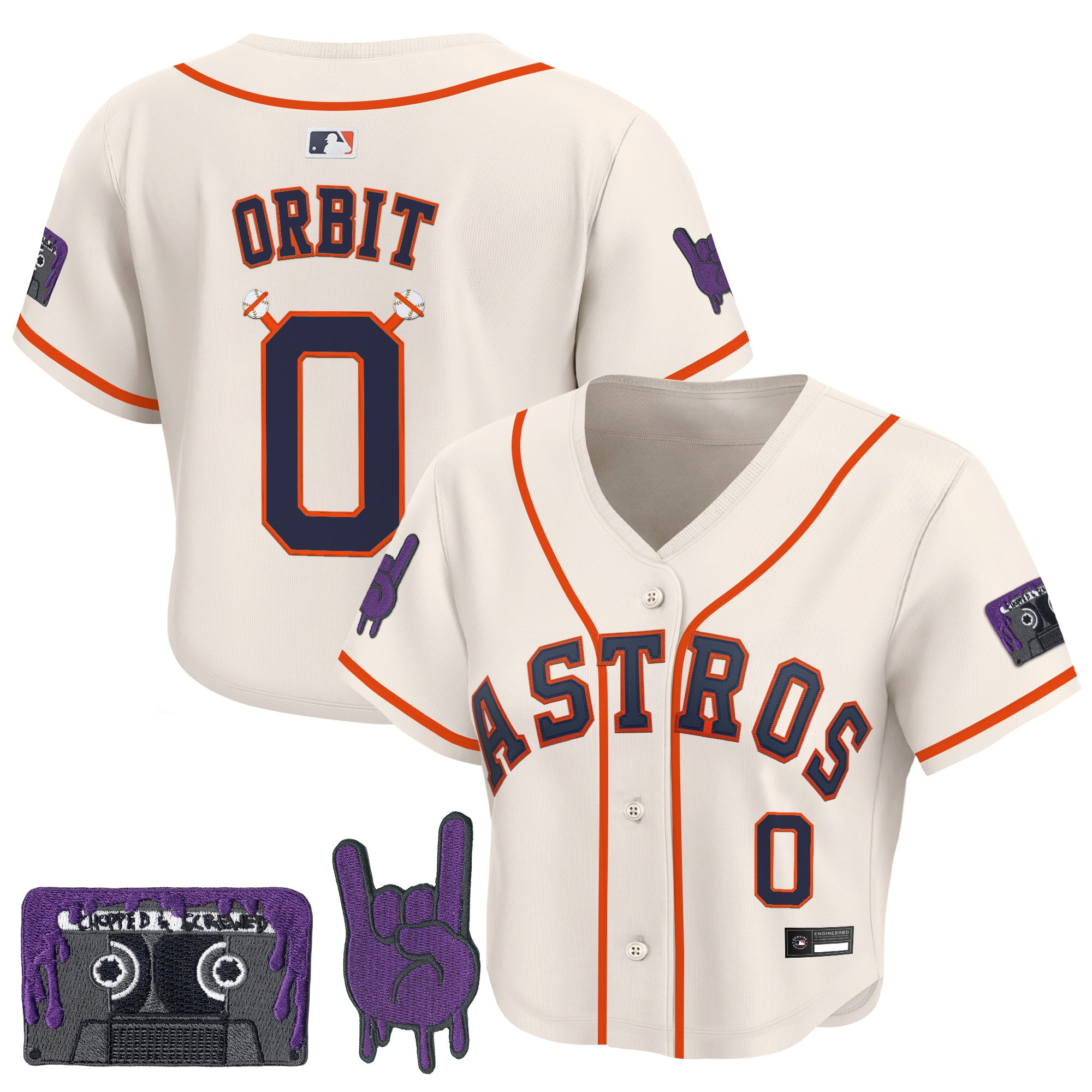 Women's Houston Astros DJ Screw Patch Crop top Baseball Jersey - All Stitched - Image 15