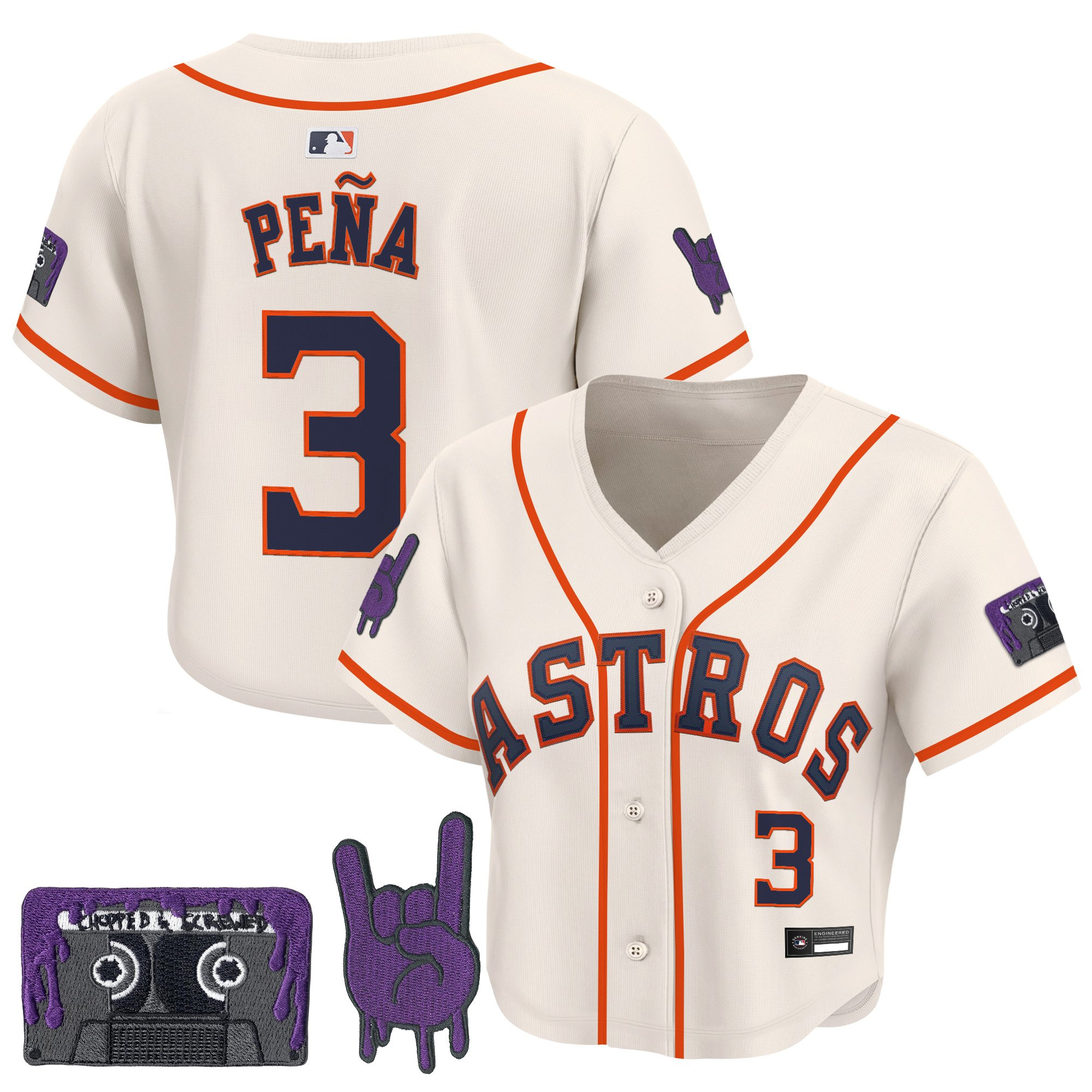Women's Houston Astros DJ Screw Patch Crop top Baseball Jersey - All Stitched - Image 14