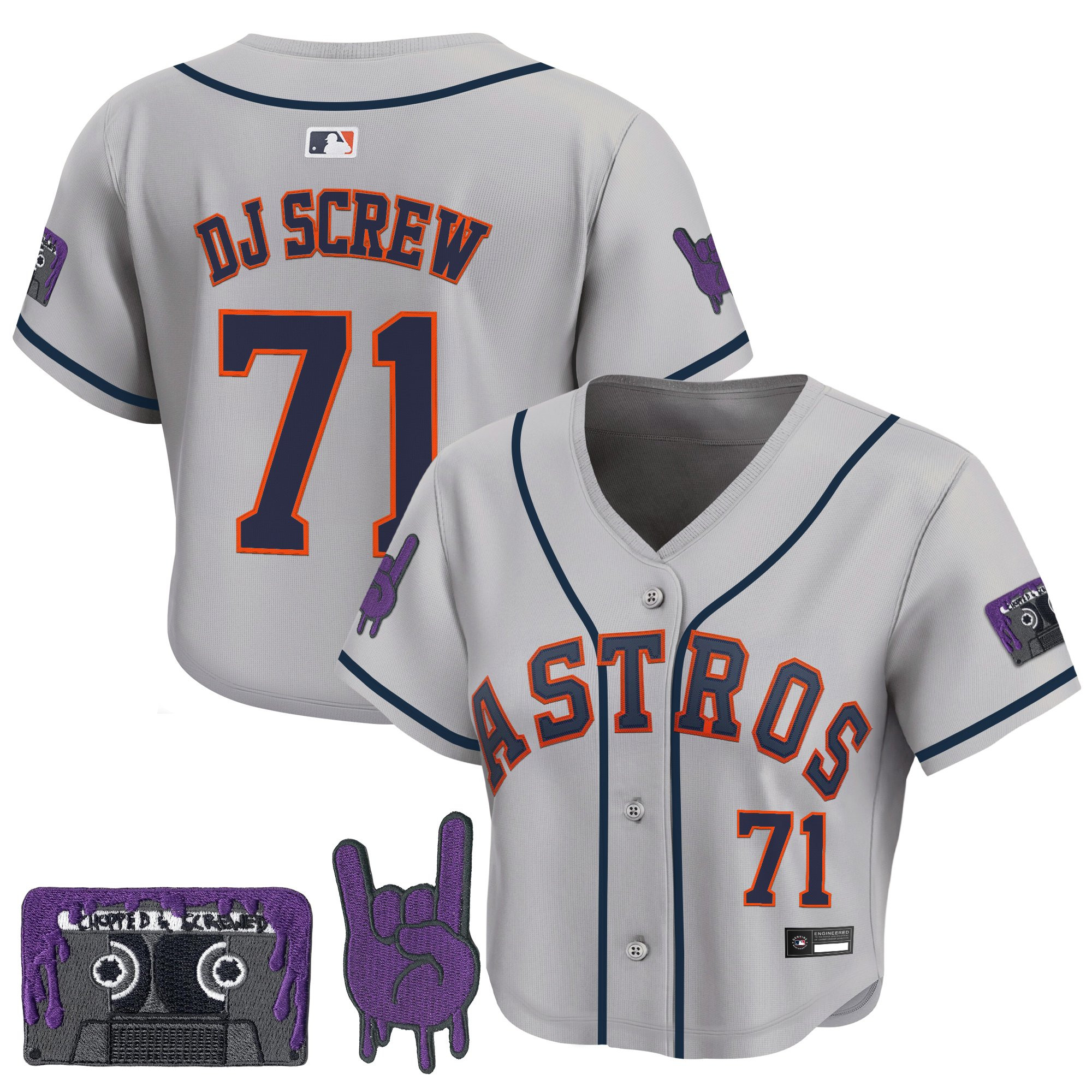 Women's Houston Astros DJ Screw Patch Crop top Baseball Jersey - All Stitched - Image 28