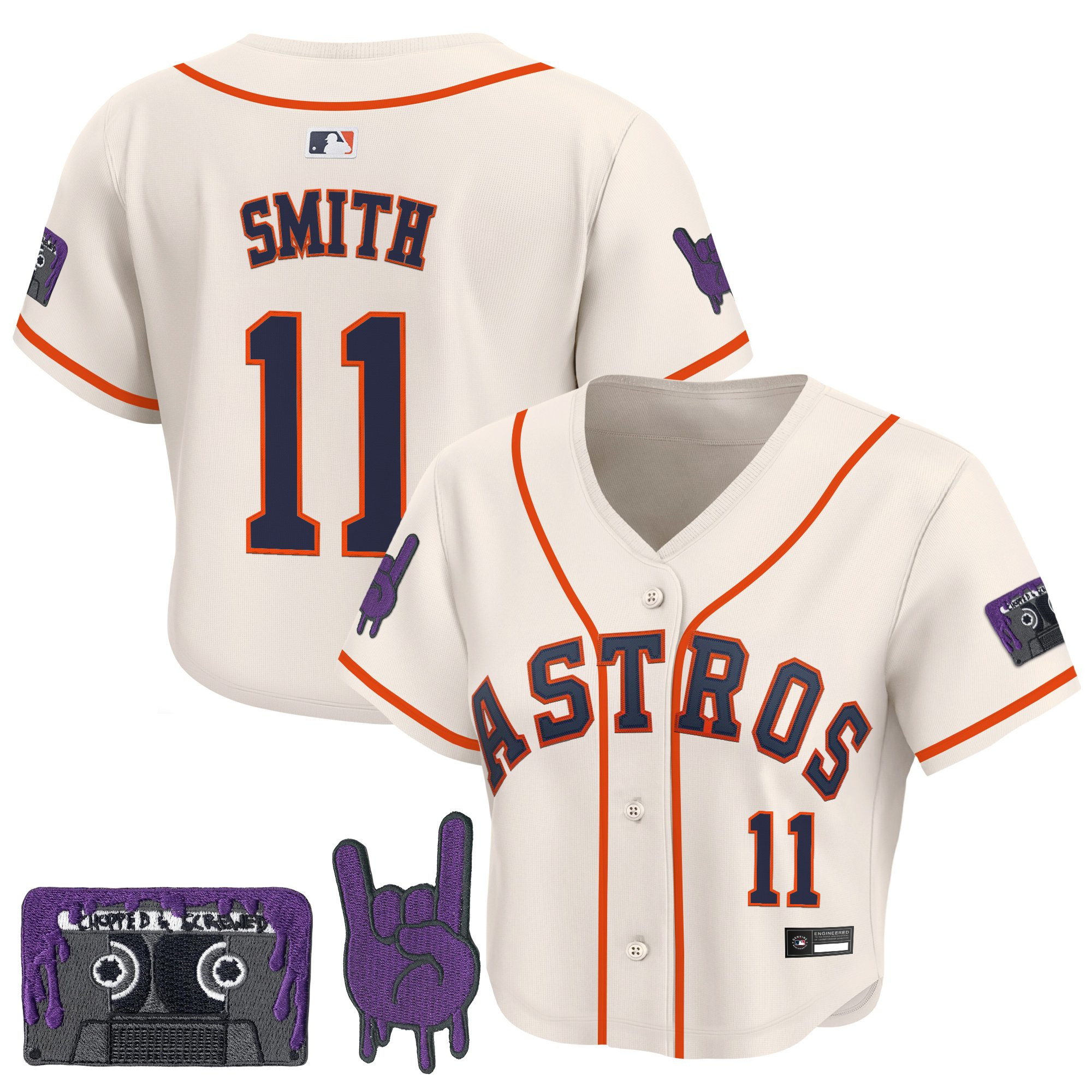 Women's Houston Astros DJ Screw Patch Crop top Baseball Jersey - All Stitched - Image 19