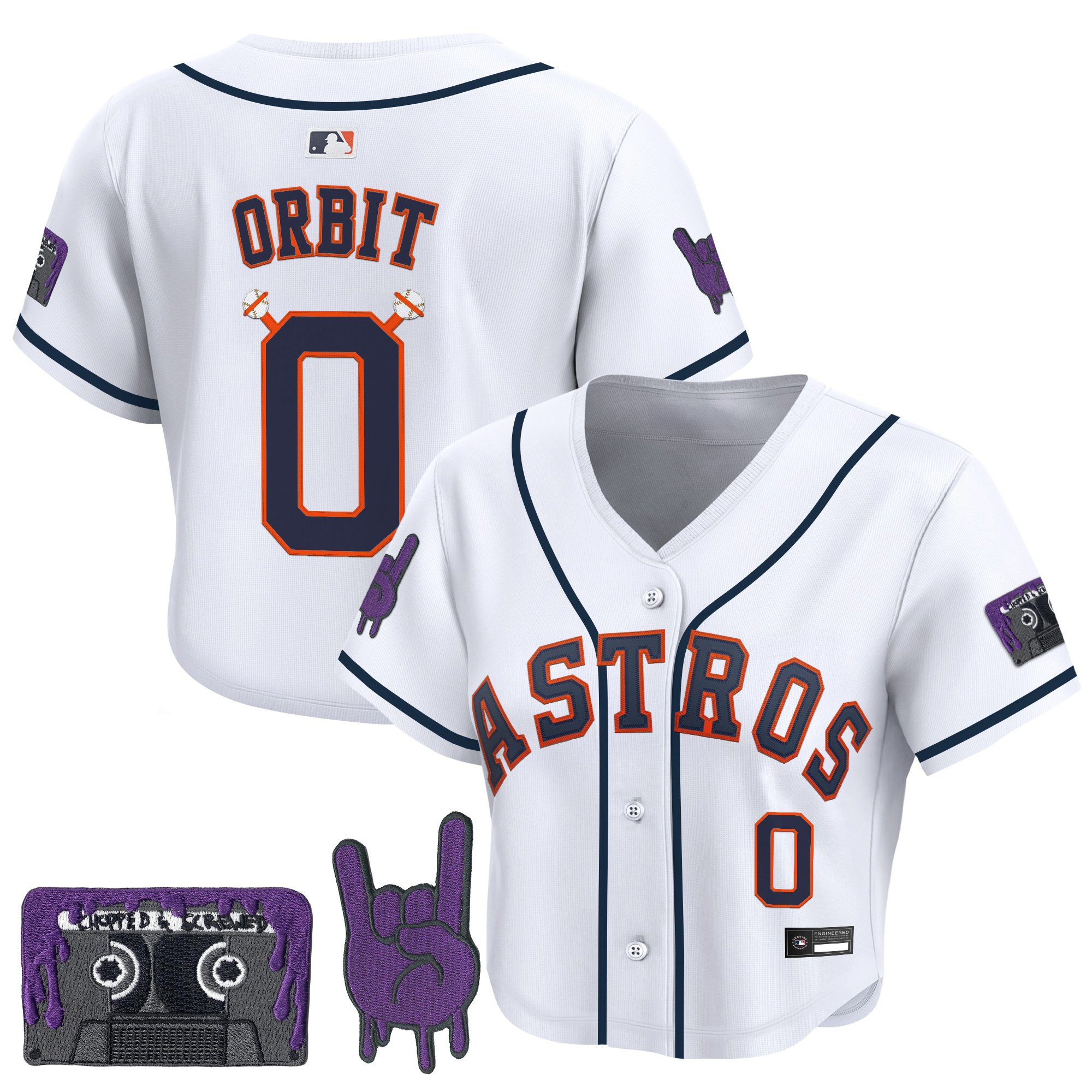 Women's Houston Astros DJ Screw Patch Crop top Baseball Jersey - All Stitched - Image 35