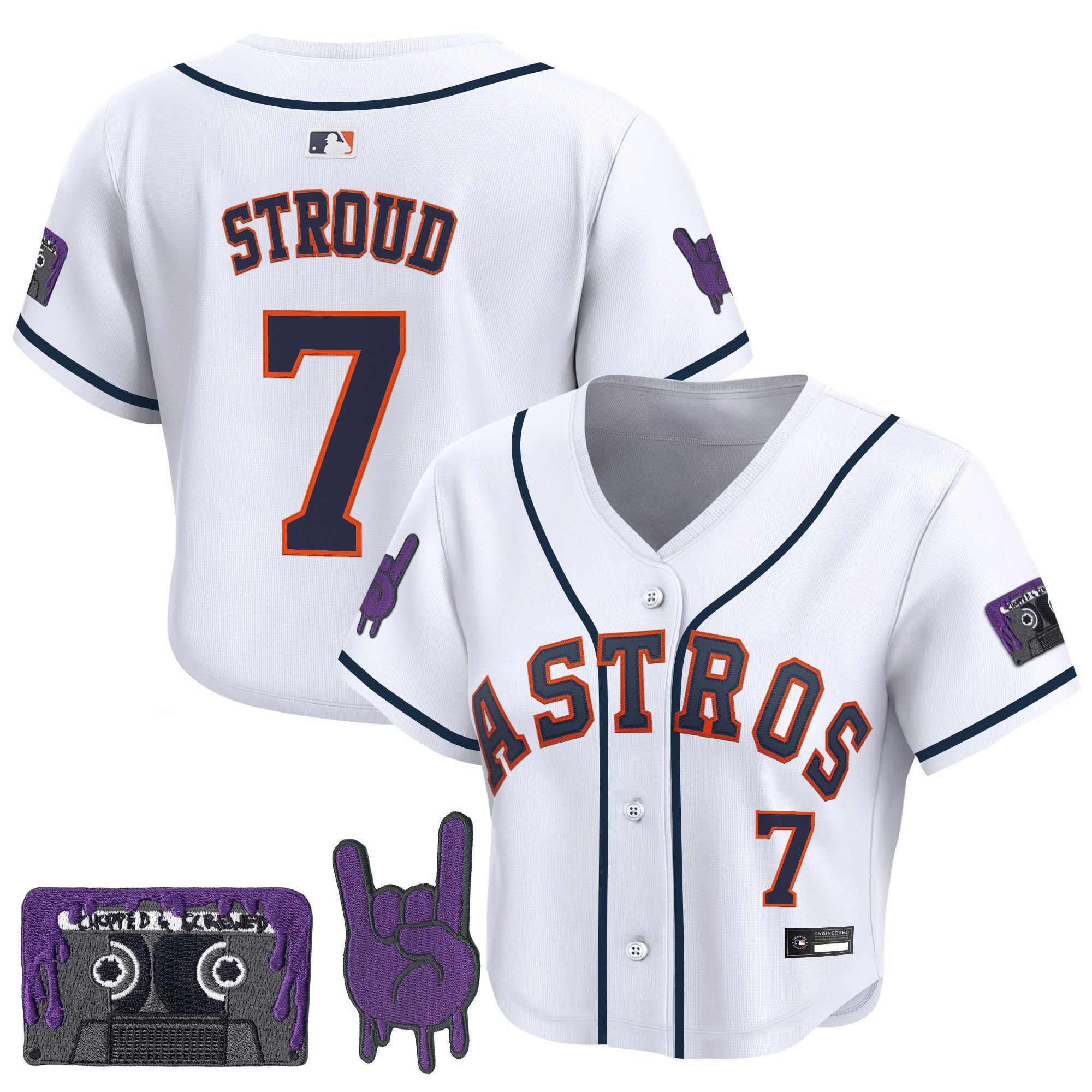 Women's Houston Astros DJ Screw Patch Crop top Baseball Jersey - All Stitched - Image 37