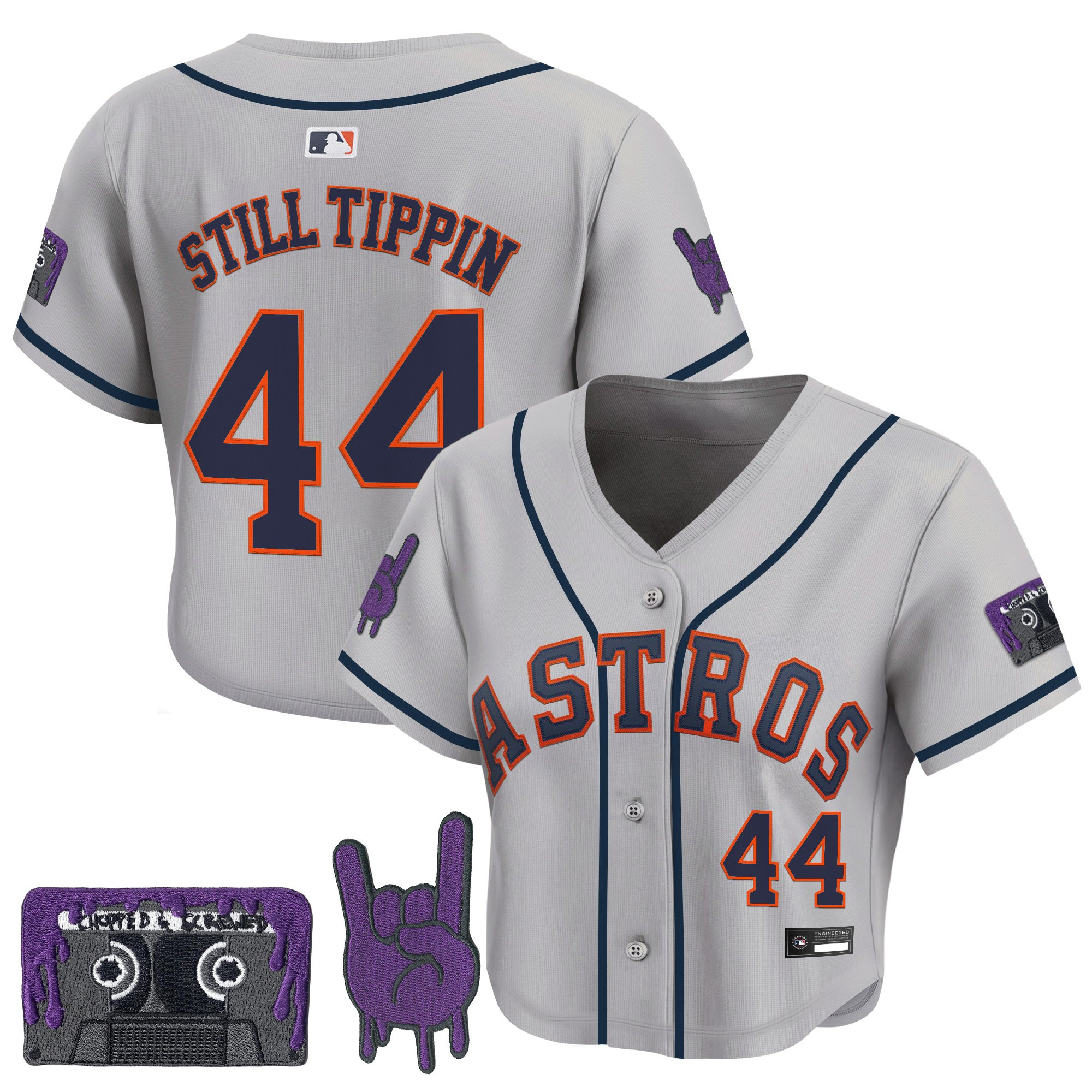 Women's Houston Astros DJ Screw Patch Crop top Baseball Jersey - All Stitched - Image 22