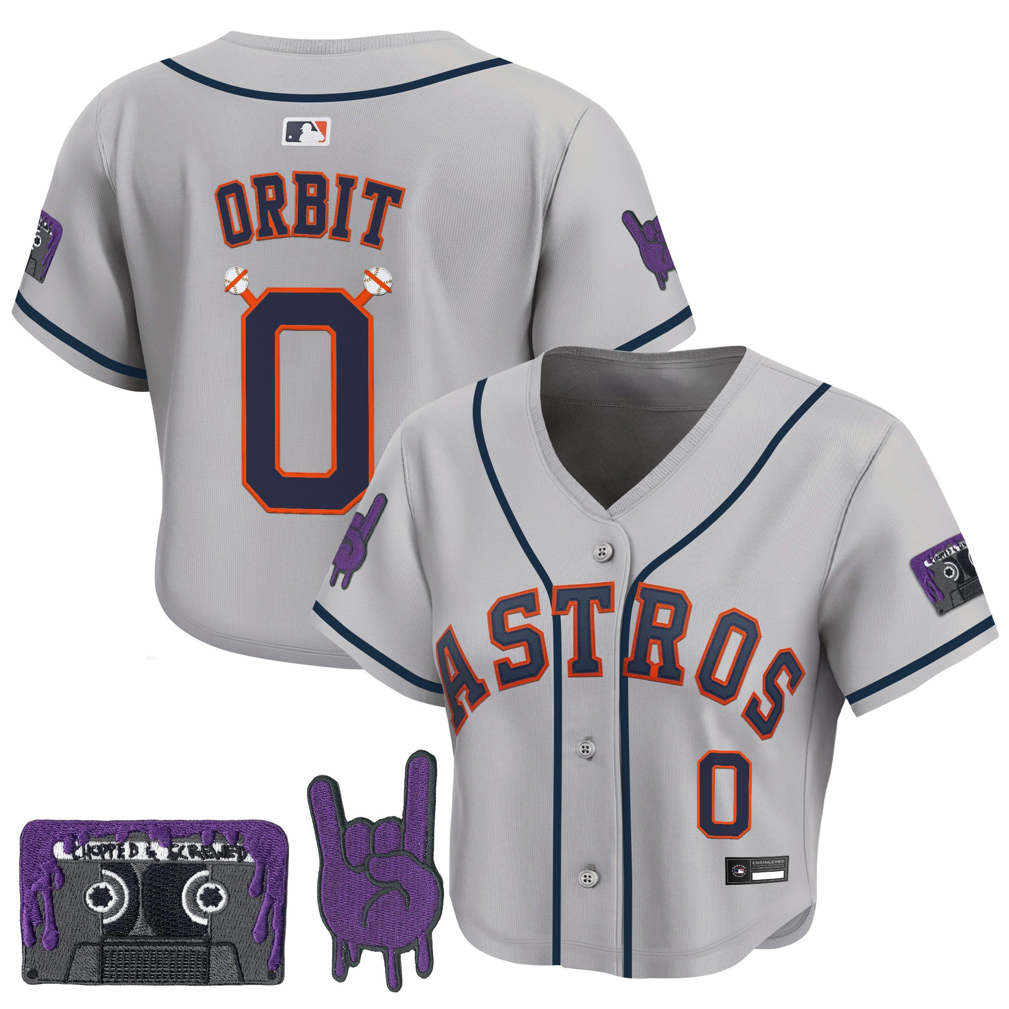 Women's Houston Astros DJ Screw Patch Crop top Baseball Jersey - All Stitched - Image 25