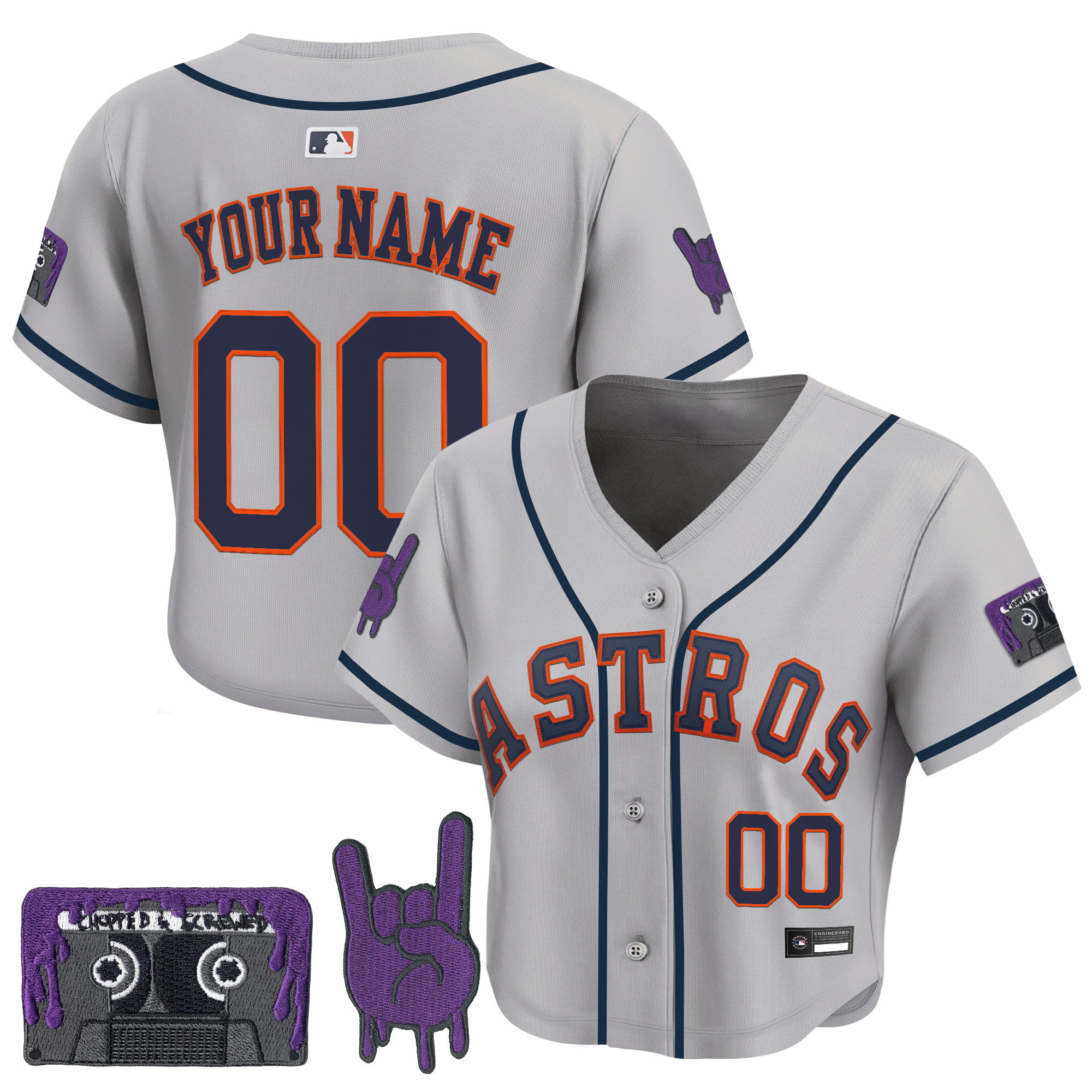 Women's Houston Astros DJ Screw Patch Crop top Baseball Custom Jersey - All Stitched - Image 3