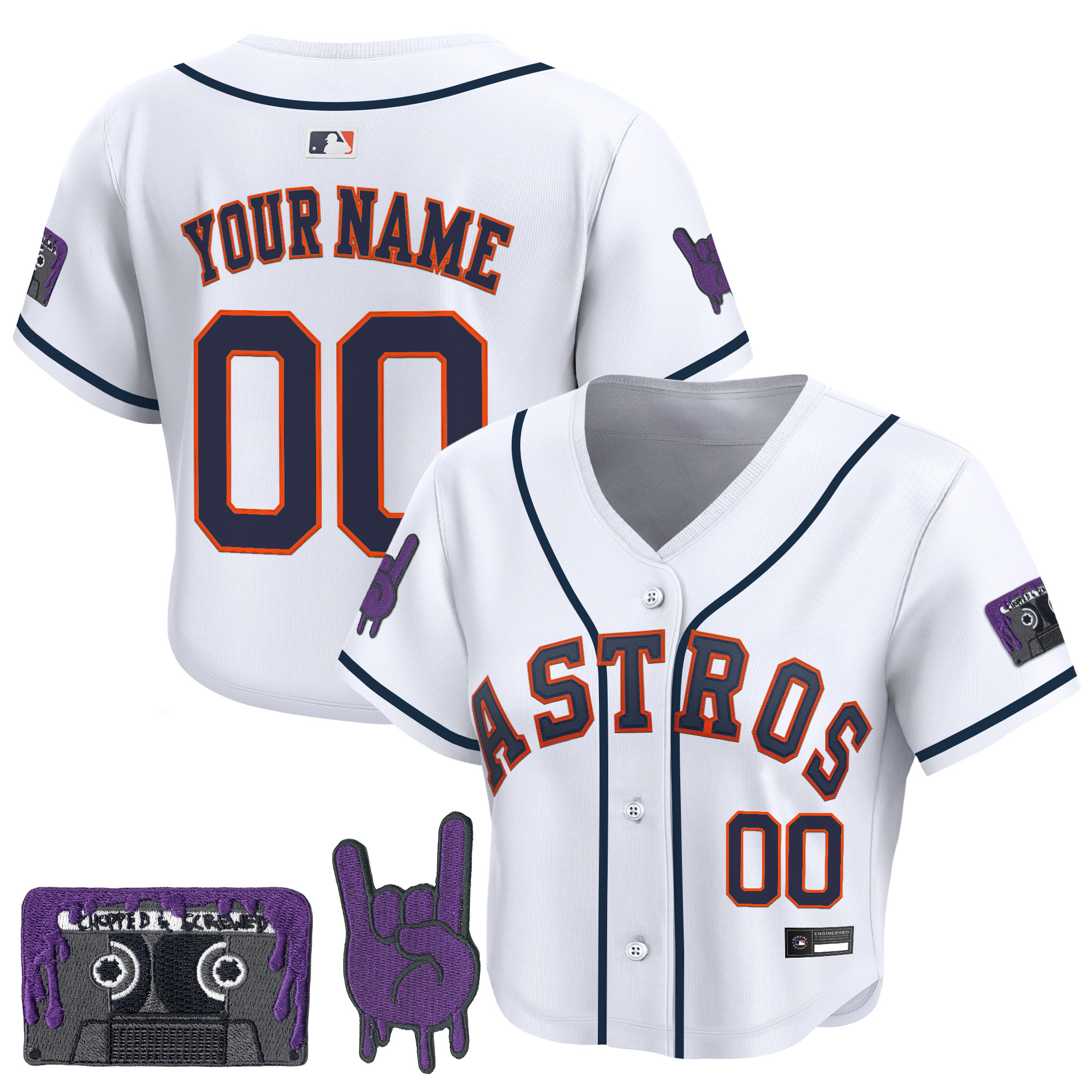 Women's Houston Astros DJ Screw Patch Crop top Baseball Custom Jersey - All Stitched - Image 4