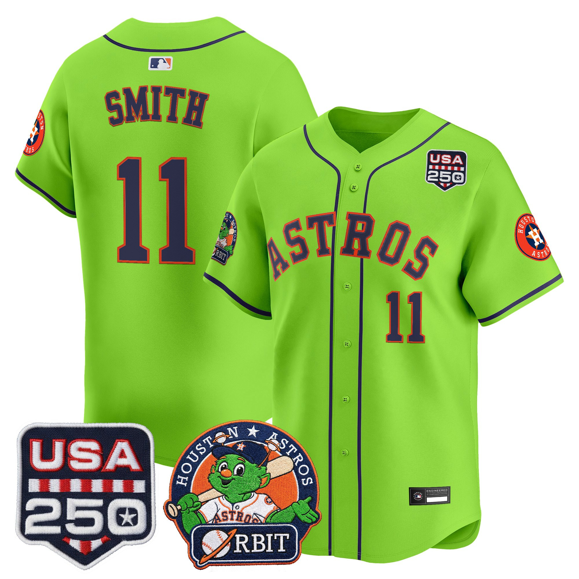 Men's Astros Orbit & 250 America Patch Vapor Premier Limited Jersey - All Stitched - Image 9