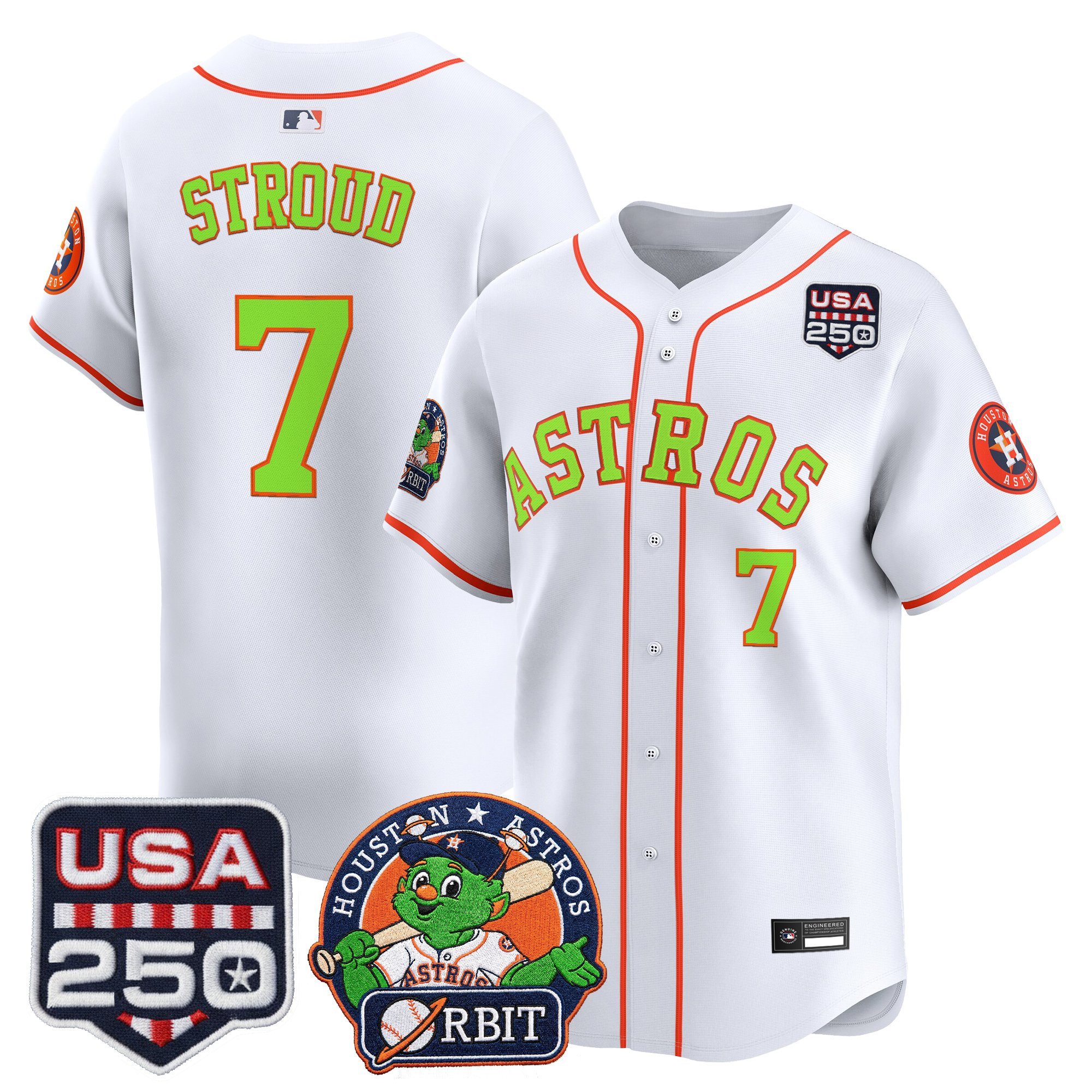 Men's Astros Orbit & 250 America Patch Vapor Premier Limited Jersey - All Stitched - Image 18