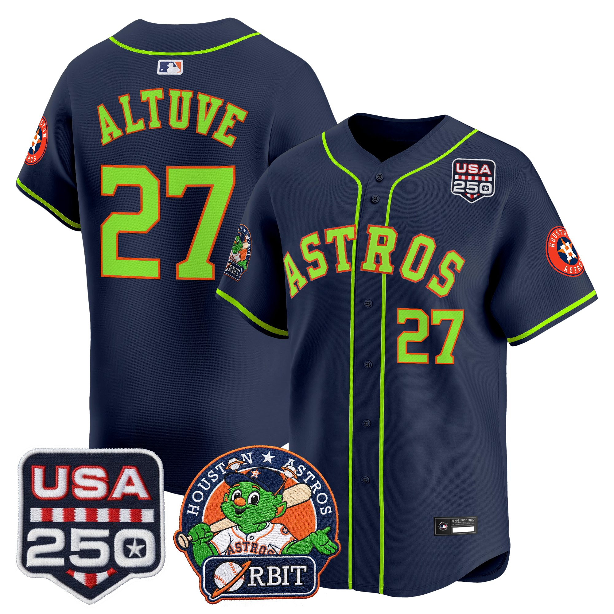 Men's Astros Orbit & 250 America Patch Vapor Premier Limited Jersey - All Stitched - Image 27
