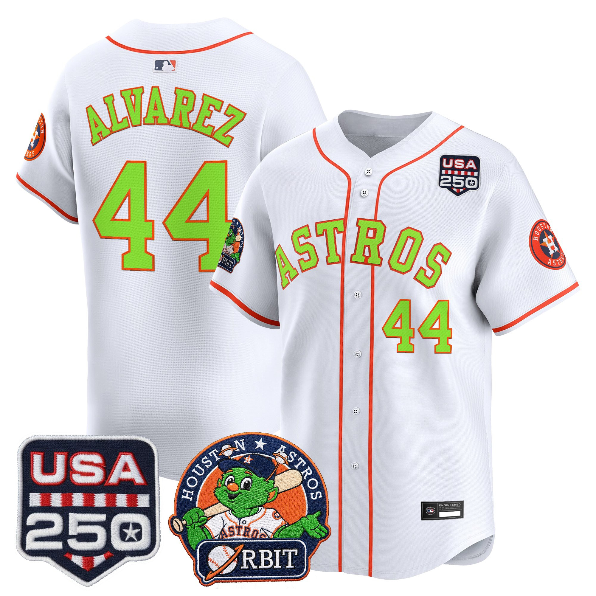 Men's Astros Orbit & 250 America Patch Vapor Premier Limited Jersey - All Stitched - Image 17