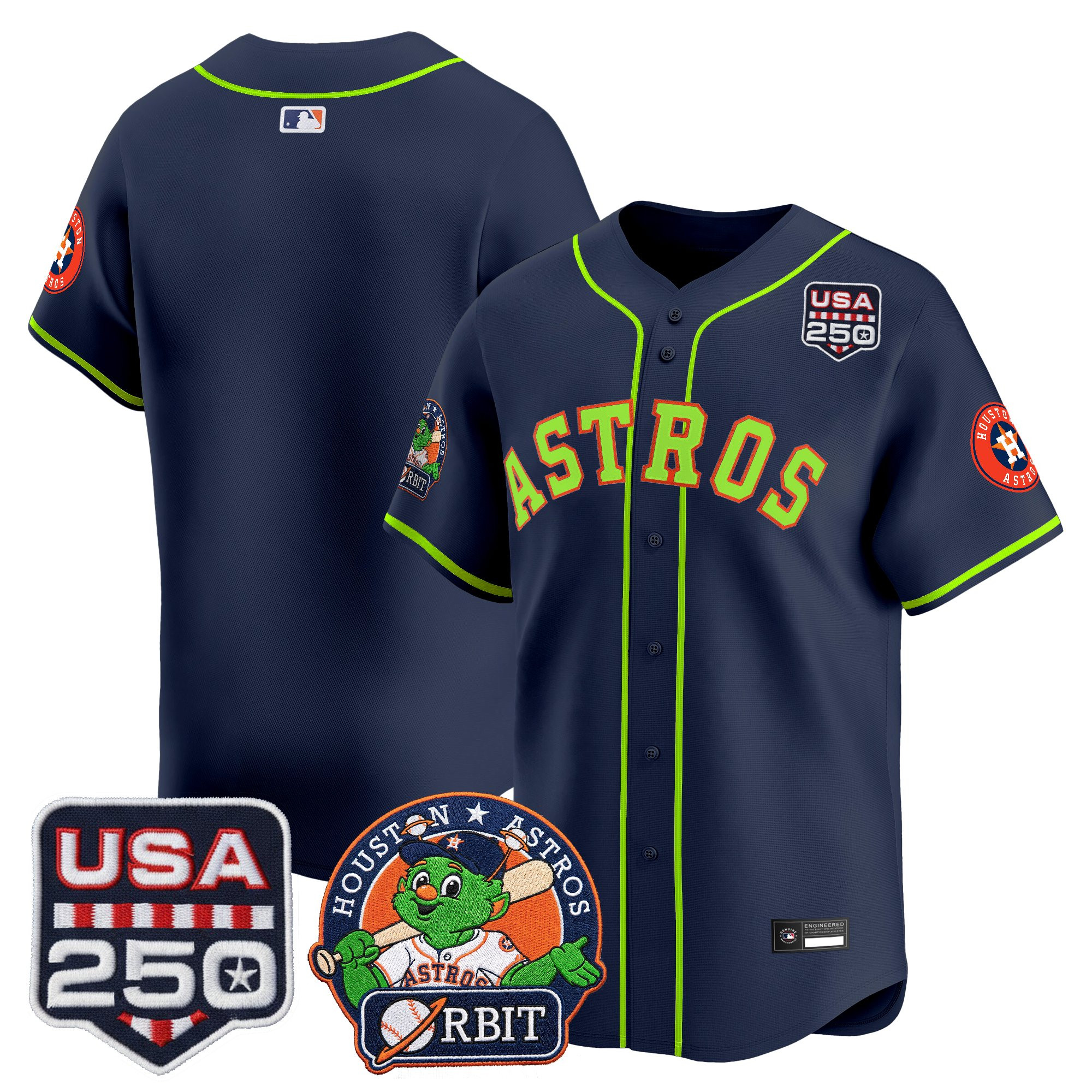 Men's Astros Orbit & 250 America Patch Vapor Premier Limited Jersey - All Stitched - Image 36