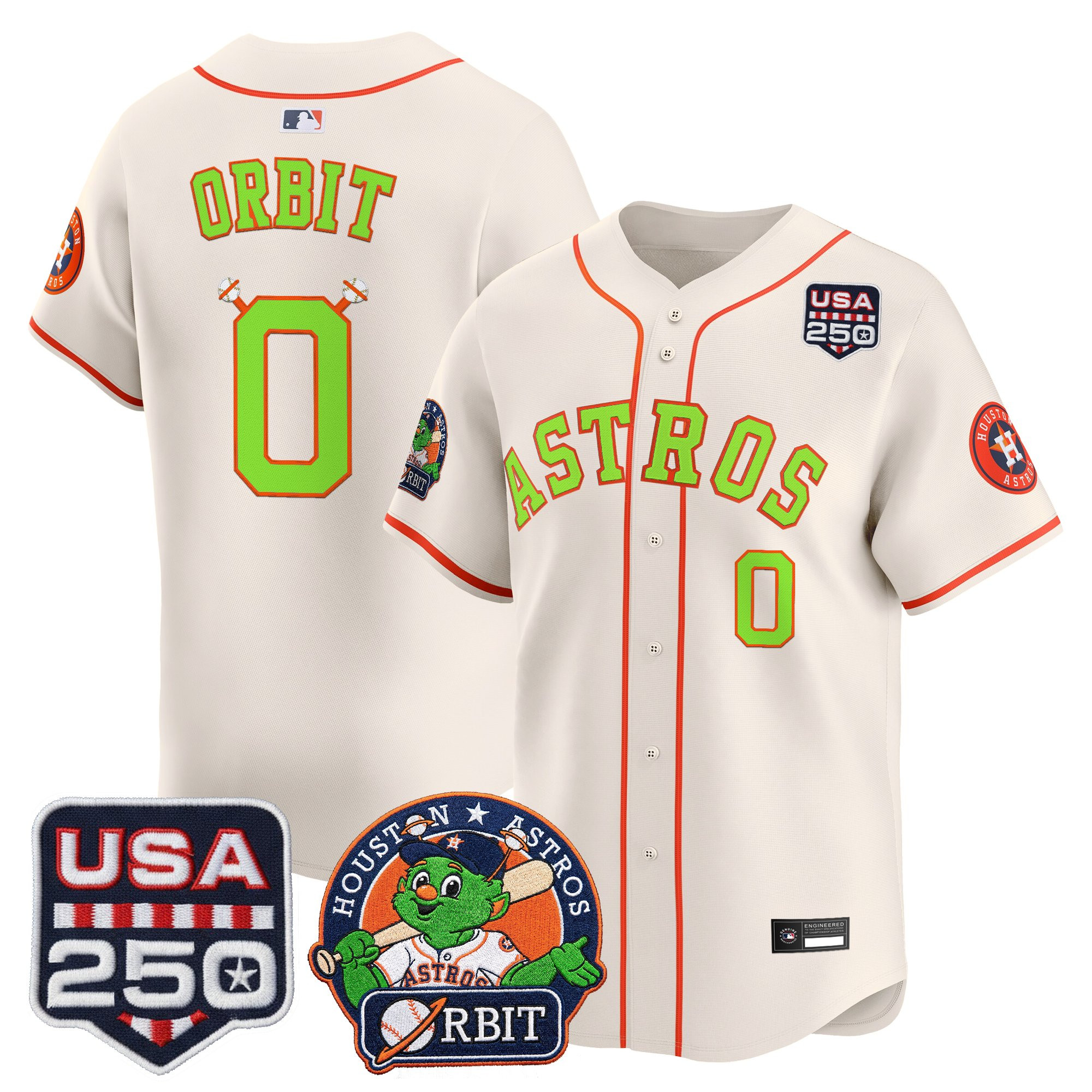 Men's Astros Orbit & 250 America Patch Vapor Premier Limited Jersey - All Stitched - Image 49