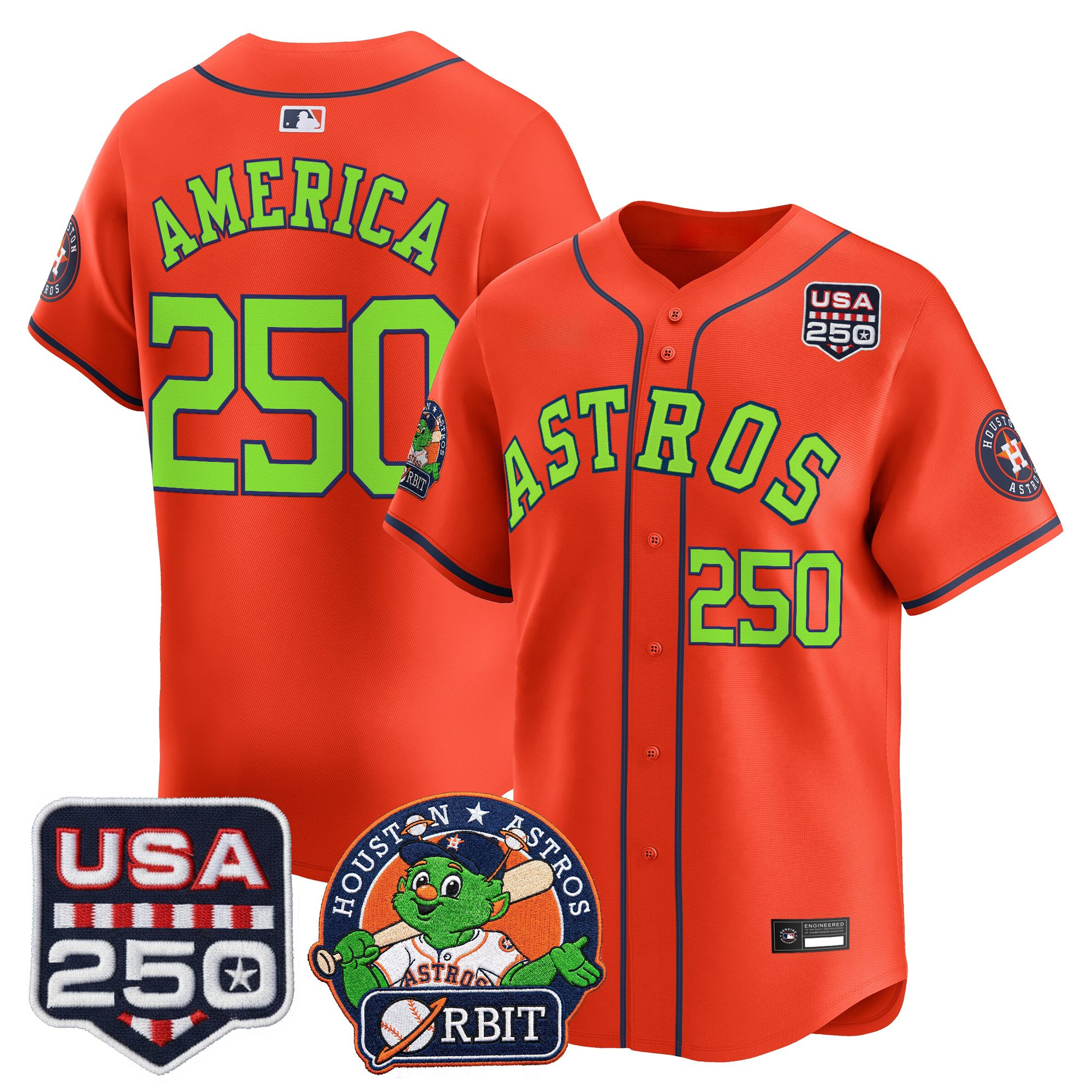 Men's Astros Orbit & 250 America Patch Vapor Premier Limited Jersey - All Stitched - Image 38