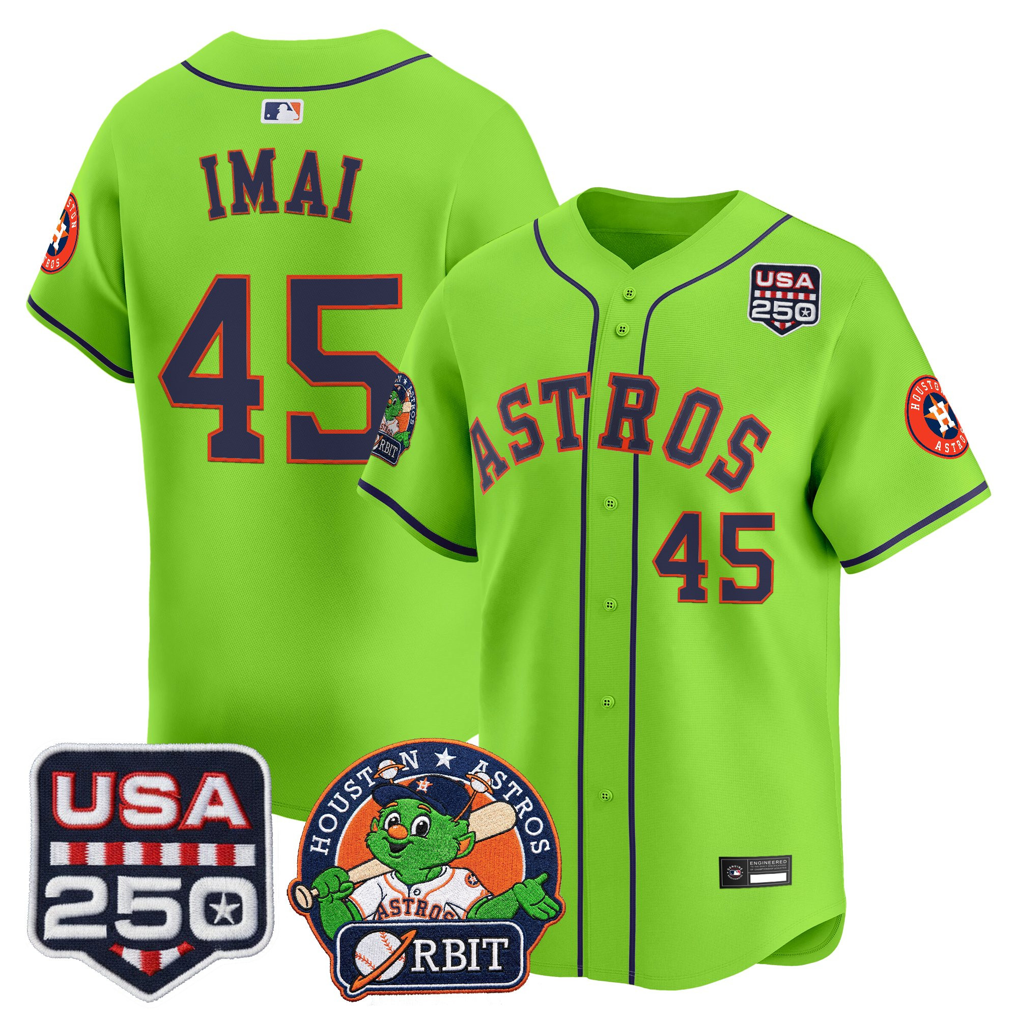 Men's Astros Orbit & 250 America Patch Vapor Premier Limited Jersey - All Stitched - Image 11