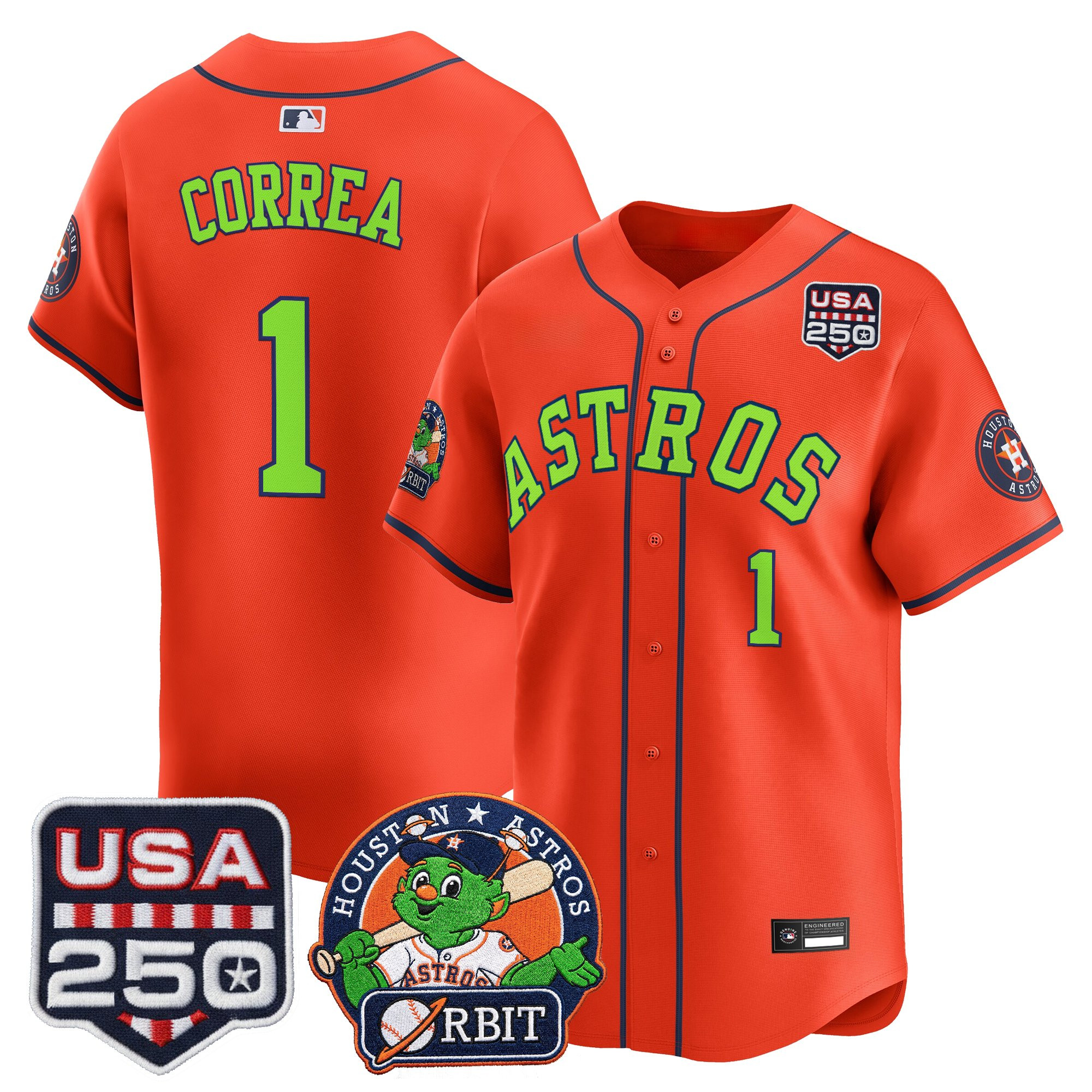 Men's Astros Orbit & 250 America Patch Vapor Premier Limited Jersey - All Stitched - Image 46