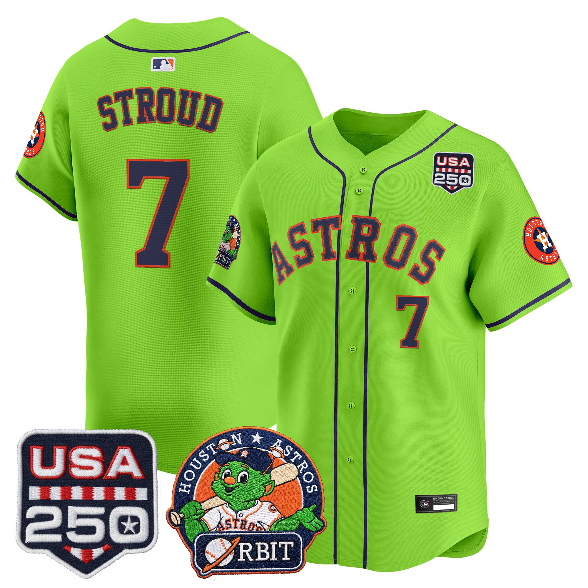 Men's Astros Orbit & 250 America Patch Vapor Premier Limited Jersey - All Stitched - Image 6