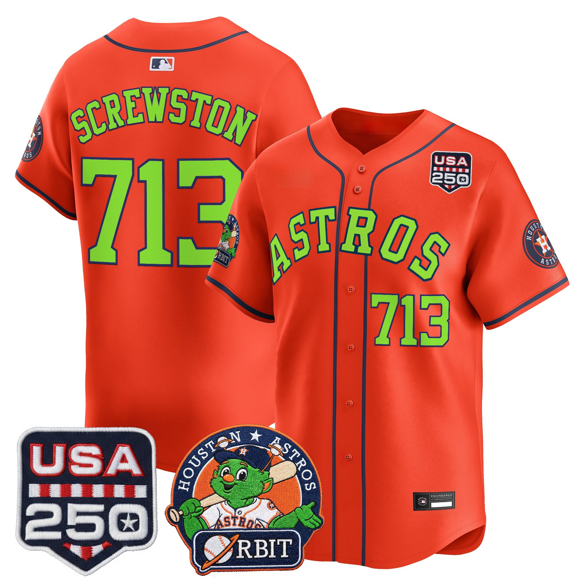 Men's Astros Orbit & 250 America Patch Vapor Premier Limited Jersey - All Stitched - Image 43
