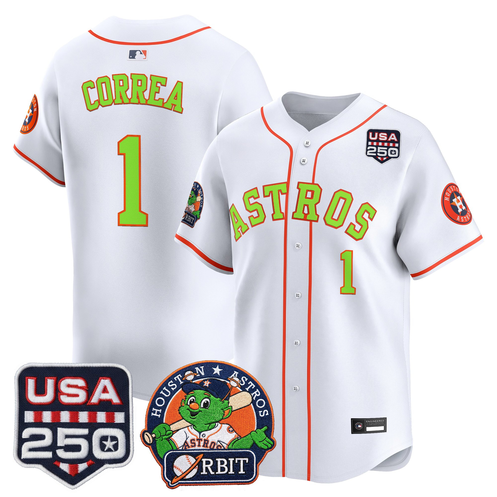 Men's Astros Orbit & 250 America Patch Vapor Premier Limited Jersey - All Stitched - Image 22