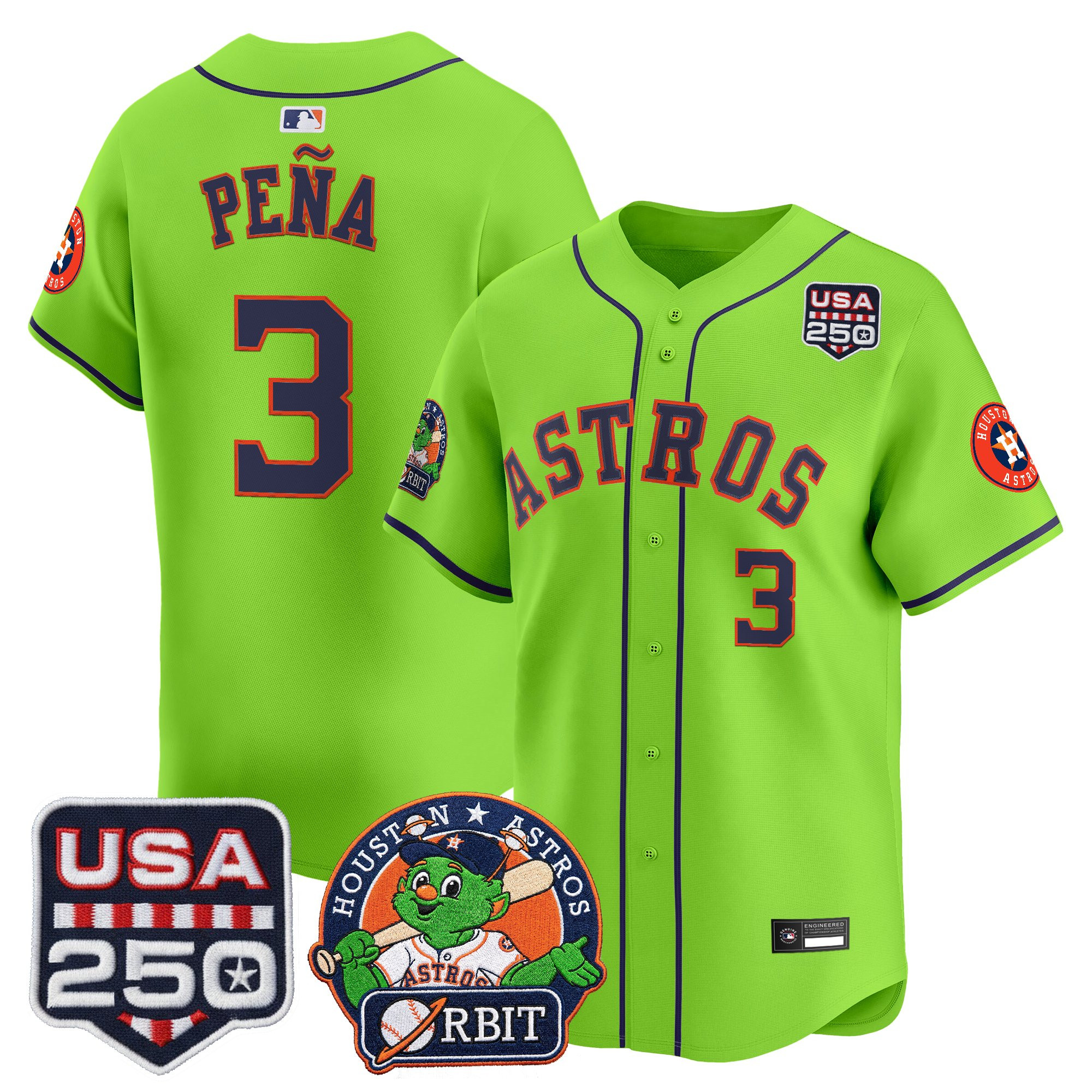 Men's Astros Orbit & 250 America Patch Vapor Premier Limited Jersey - All Stitched - Image 4