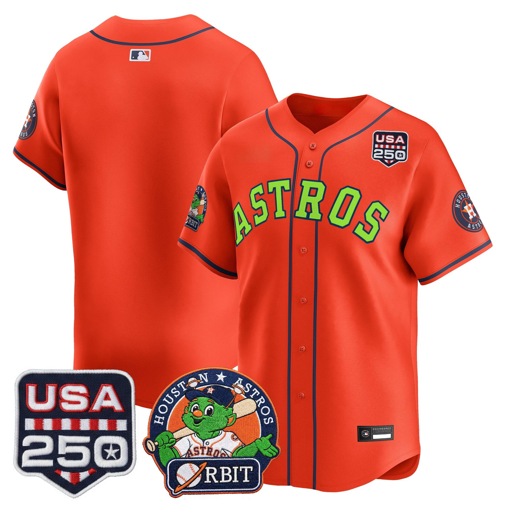 Men's Astros Orbit & 250 America Patch Vapor Premier Limited Jersey - All Stitched - Image 48