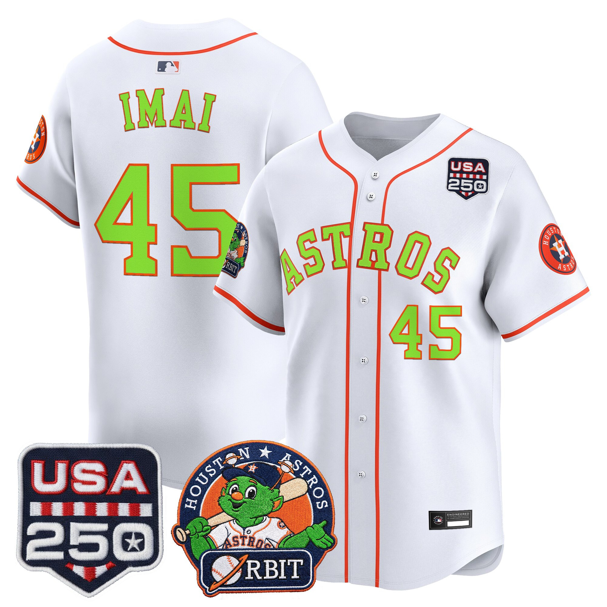 Men's Astros Orbit & 250 America Patch Vapor Premier Limited Jersey - All Stitched - Image 23