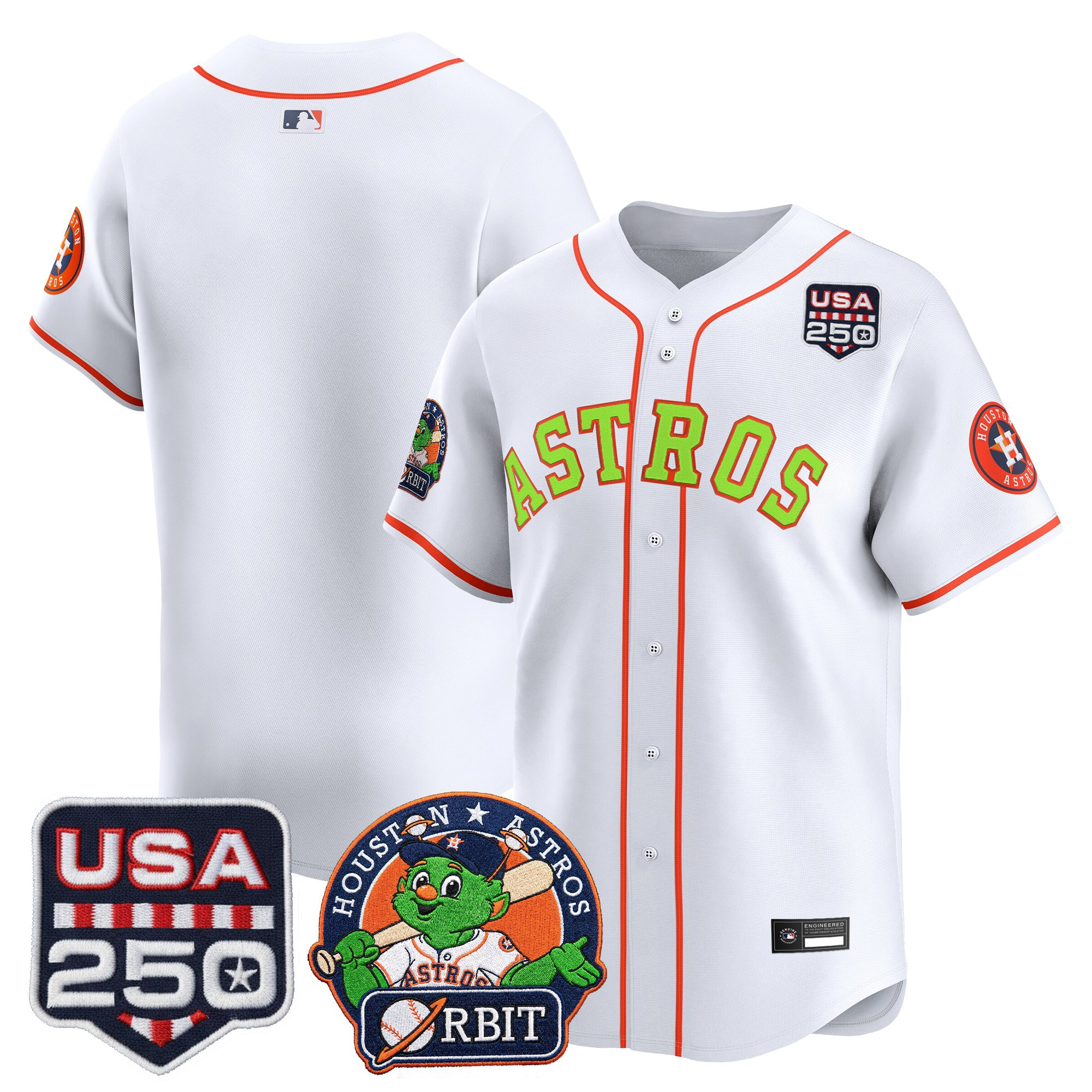 Men's Astros Orbit & 250 America Patch Vapor Premier Limited Jersey - All Stitched - Image 24