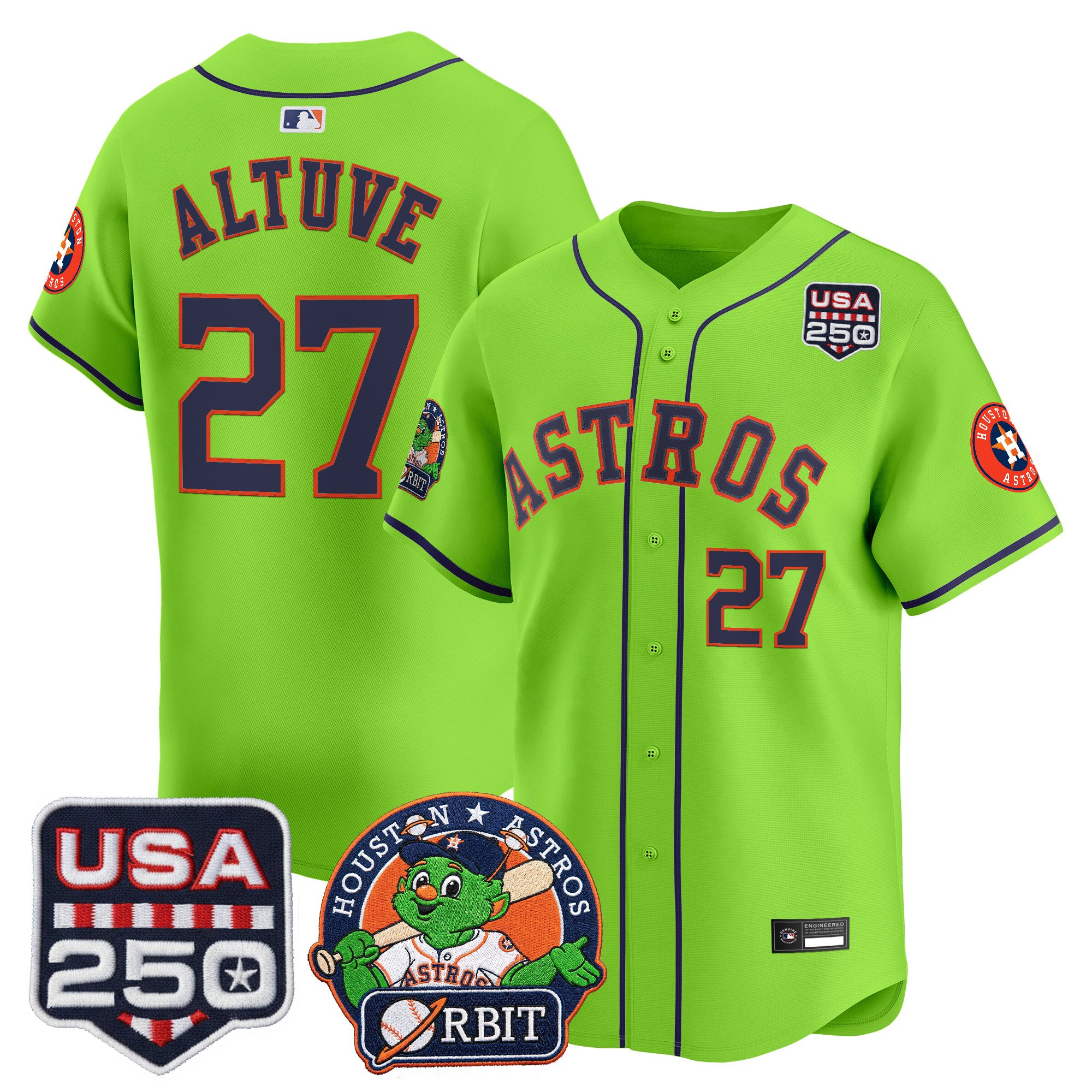 Men's Astros Orbit & 250 America Patch Vapor Premier Limited Jersey - All Stitched - Image 3