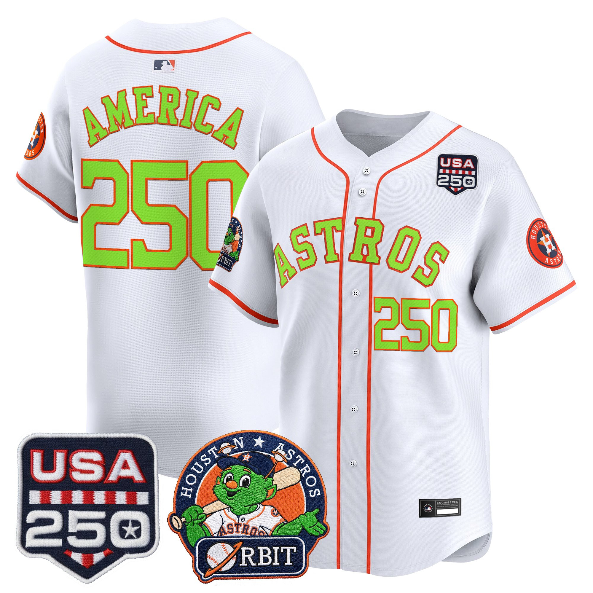 Men's Astros Orbit & 250 America Patch Vapor Premier Limited Jersey - All Stitched - Image 14