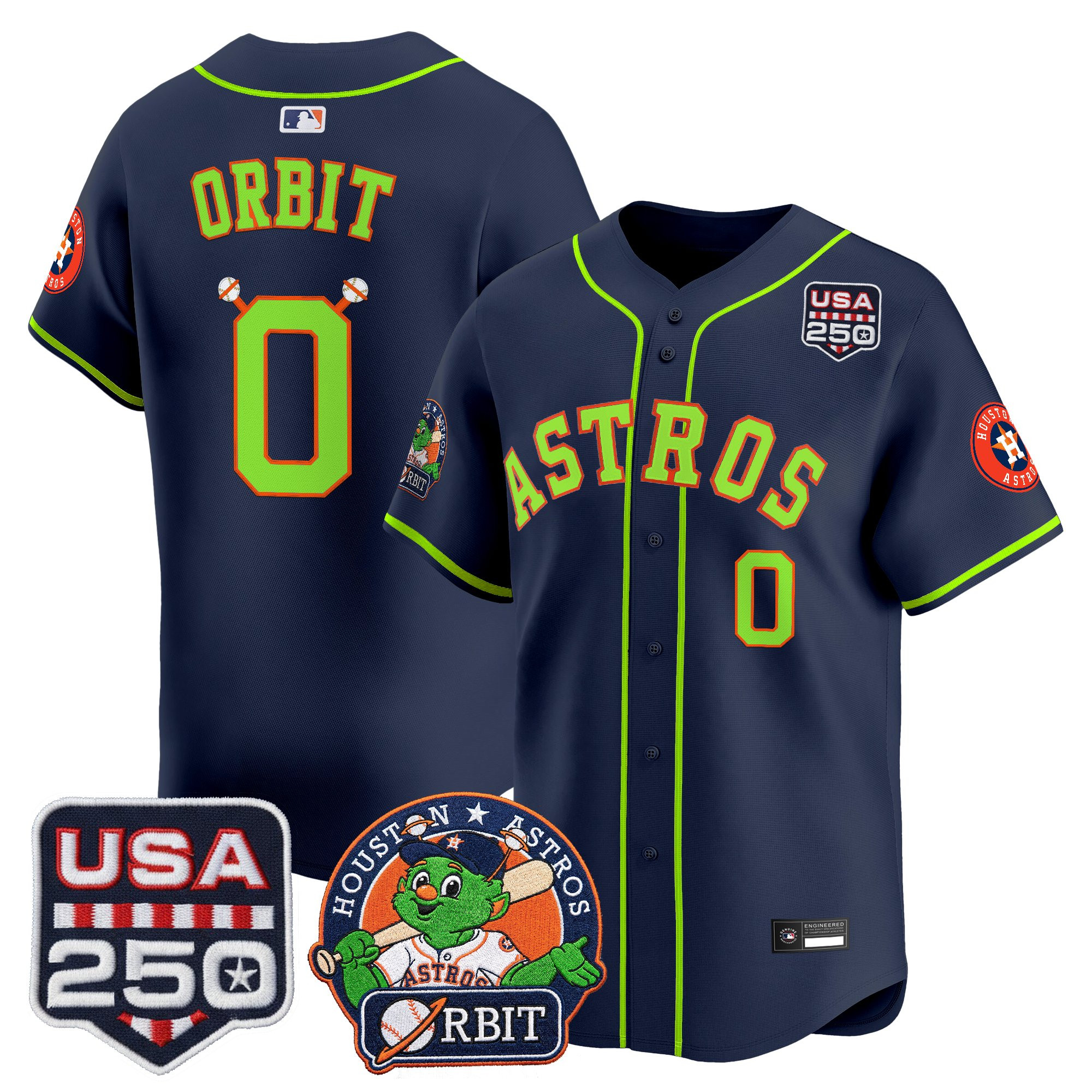 Men's Astros Orbit & 250 America Patch Vapor Premier Limited Jersey - All Stitched - Image 25