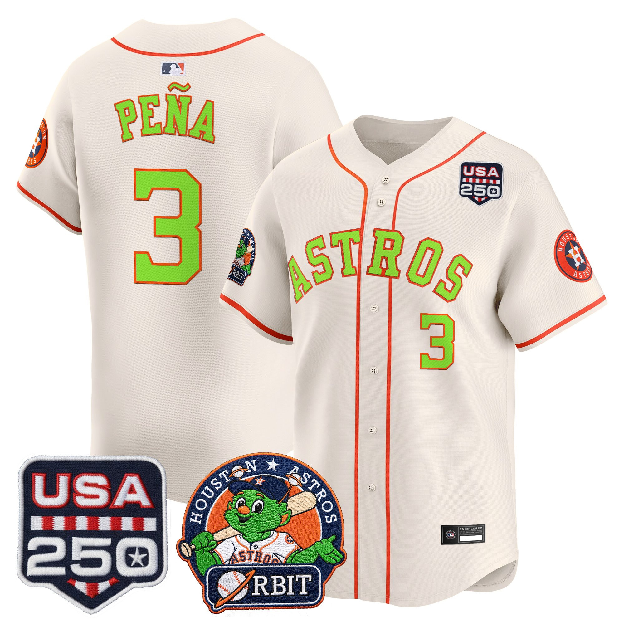 Men's Astros Orbit & 250 America Patch Vapor Premier Limited Jersey - All Stitched - Image 52