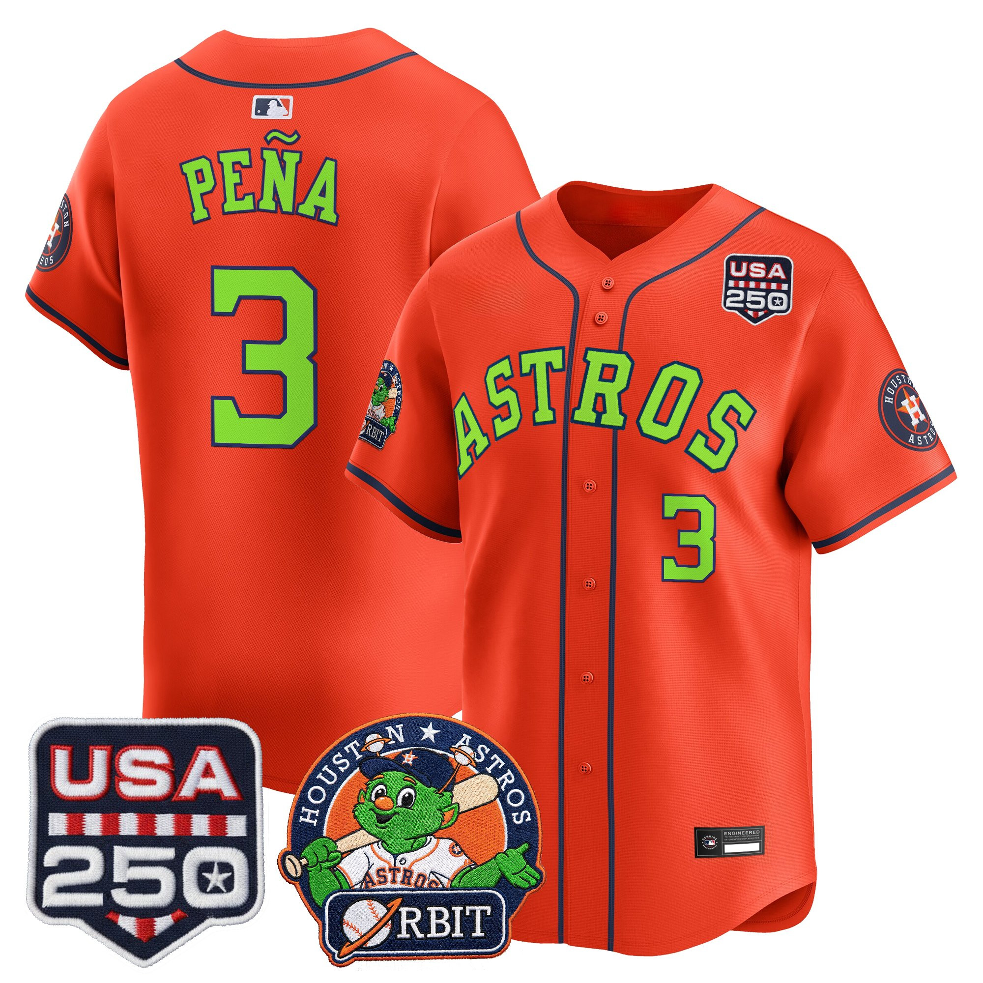 Men's Astros Orbit & 250 America Patch Vapor Premier Limited Jersey - All Stitched - Image 40