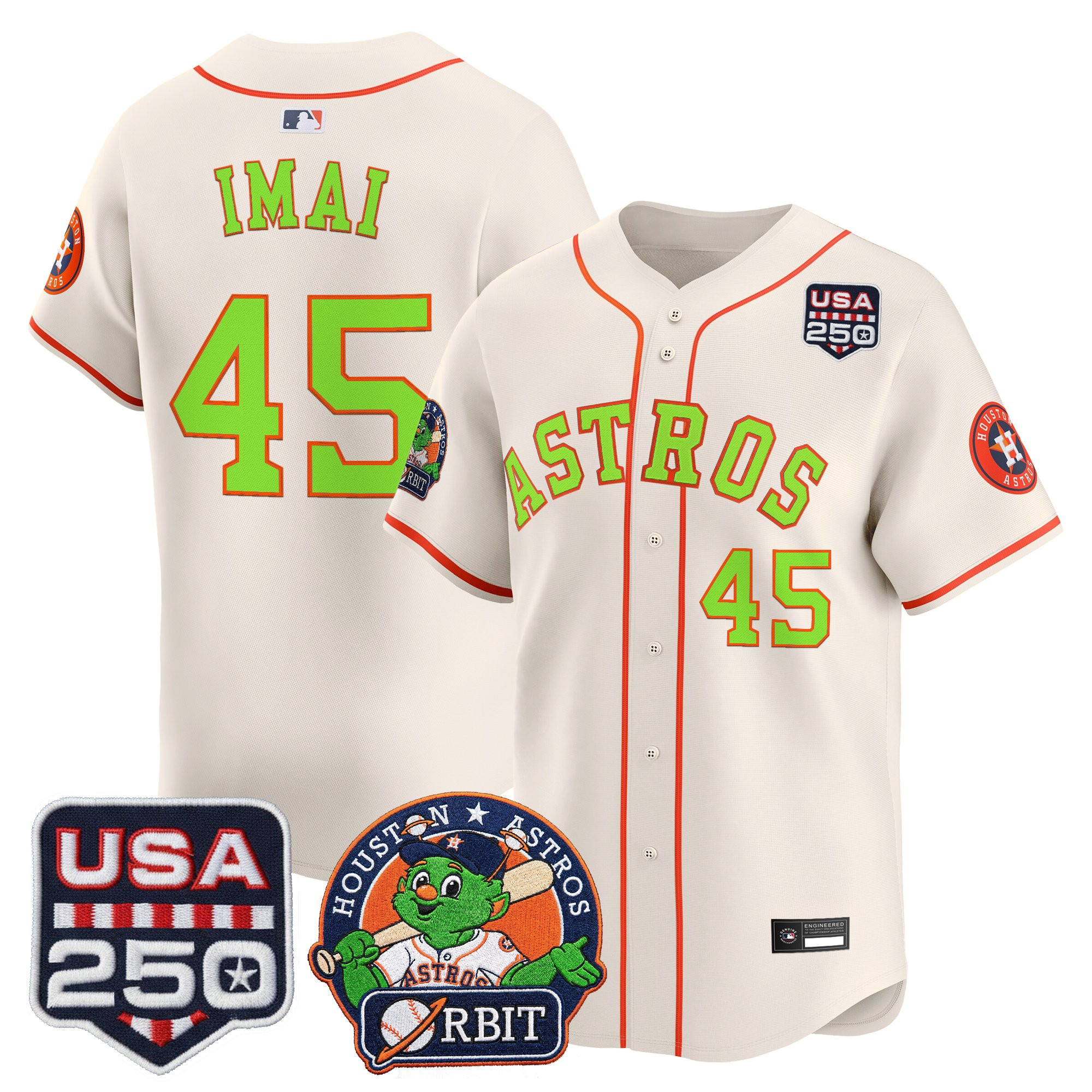 Men's Astros Orbit & 250 America Patch Vapor Premier Limited Jersey - All Stitched - Image 59