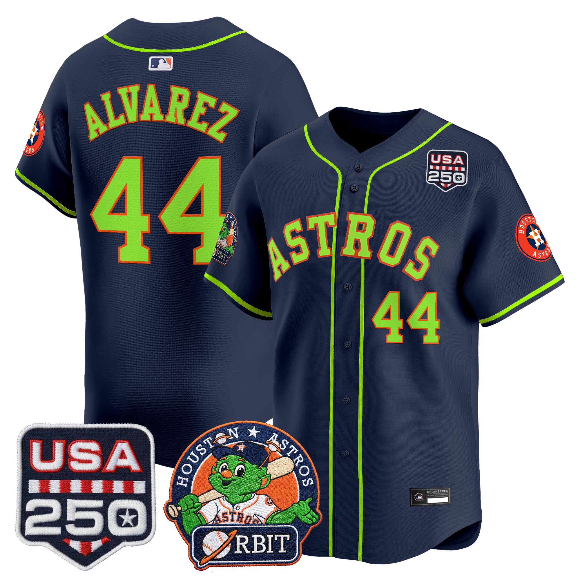 Men's Astros Orbit & 250 America Patch Vapor Premier Limited Jersey - All Stitched - Image 29