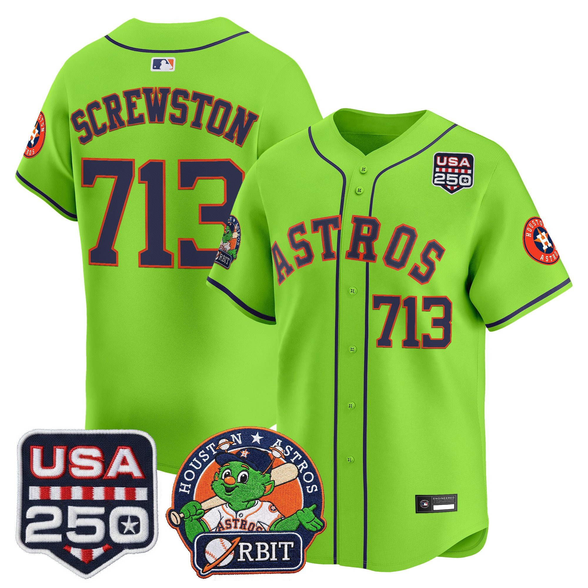 Men's Astros Orbit & 250 America Patch Vapor Premier Limited Jersey - All Stitched - Image 7