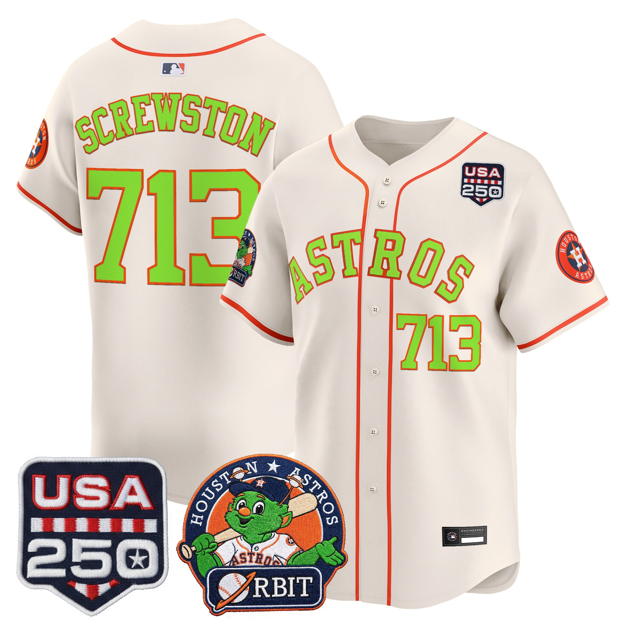 Men's Astros Orbit & 250 America Patch Vapor Premier Limited Jersey - All Stitched - Image 55