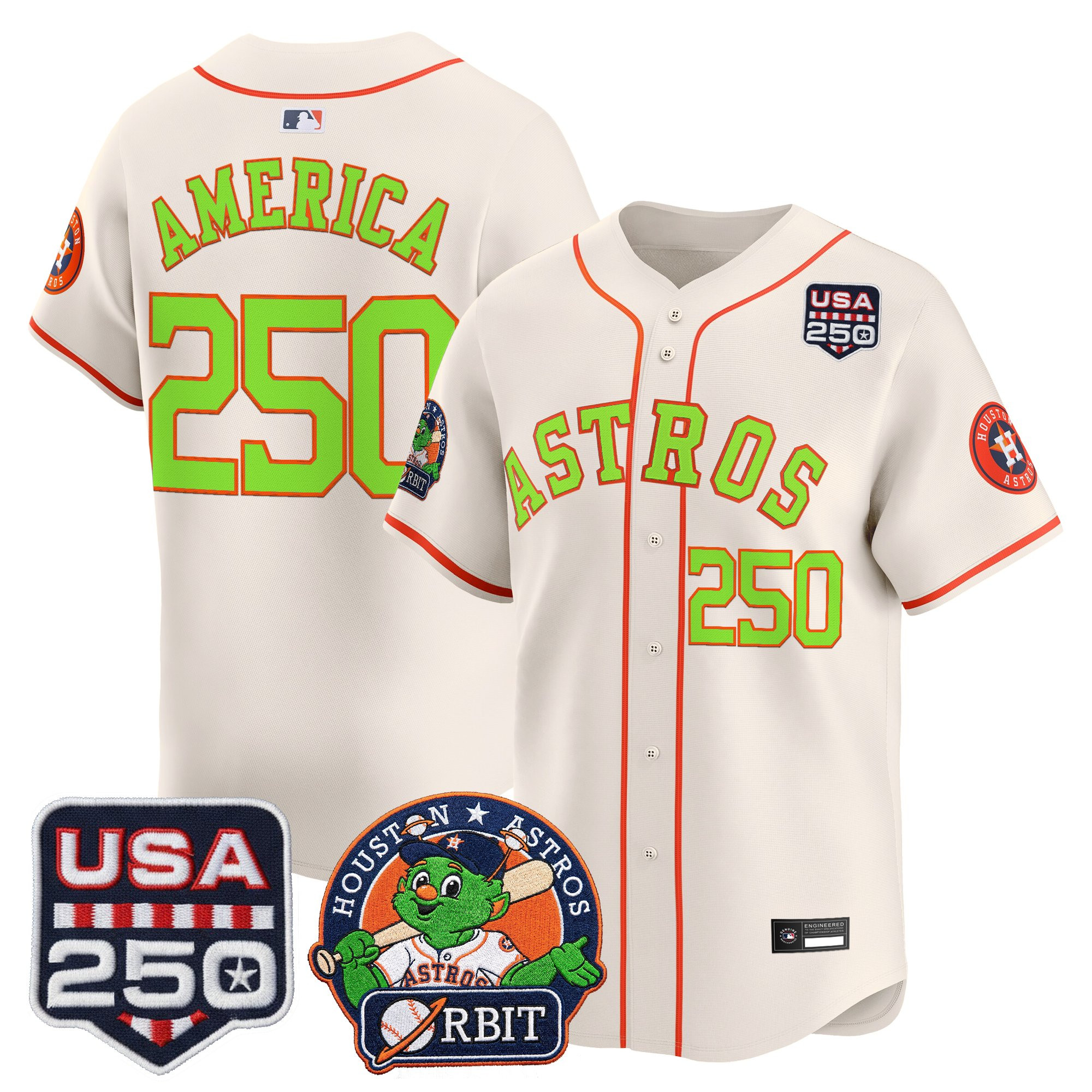 Men's Astros Orbit & 250 America Patch Vapor Premier Limited Jersey - All Stitched - Image 50