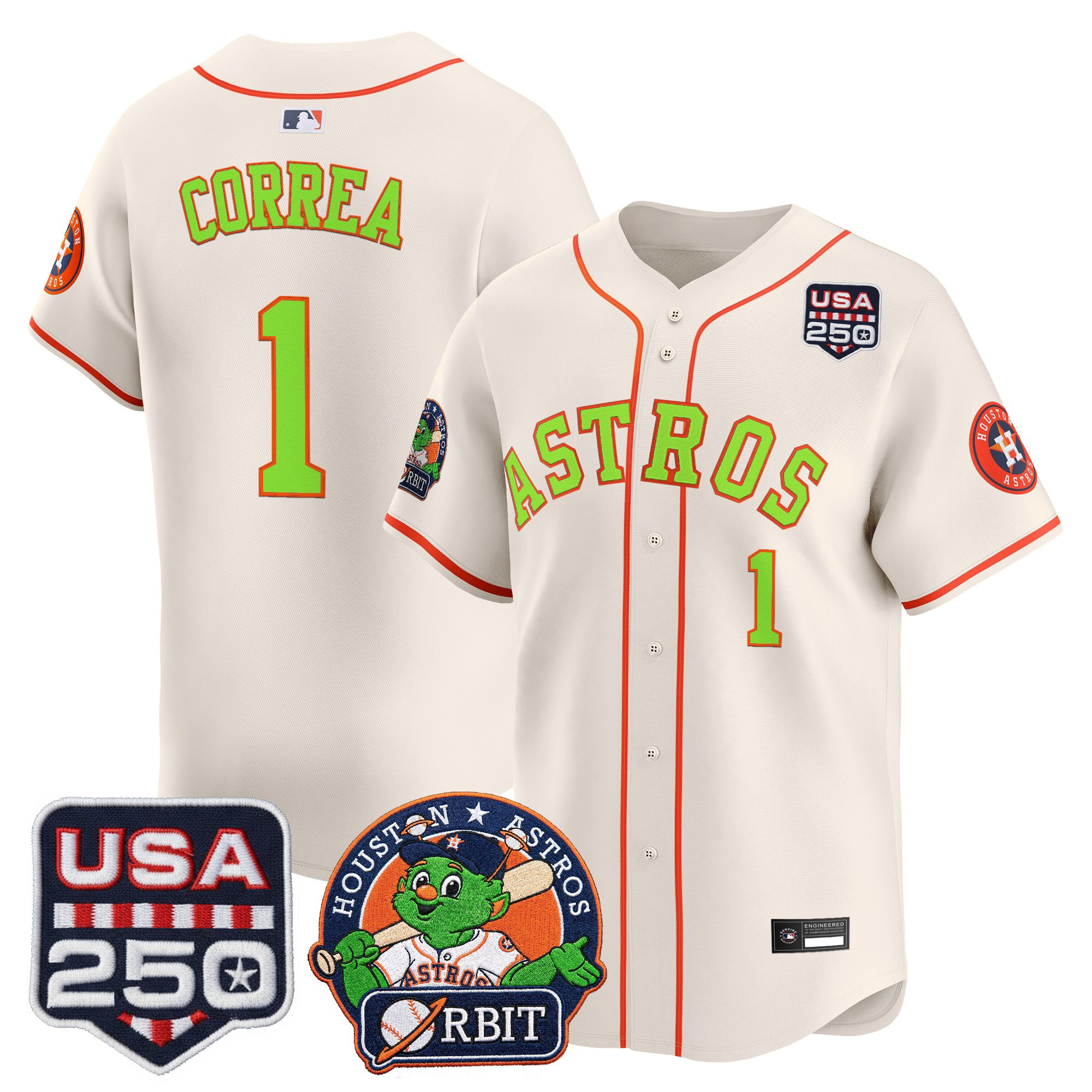 Men's Astros Orbit & 250 America Patch Vapor Premier Limited Jersey - All Stitched - Image 58