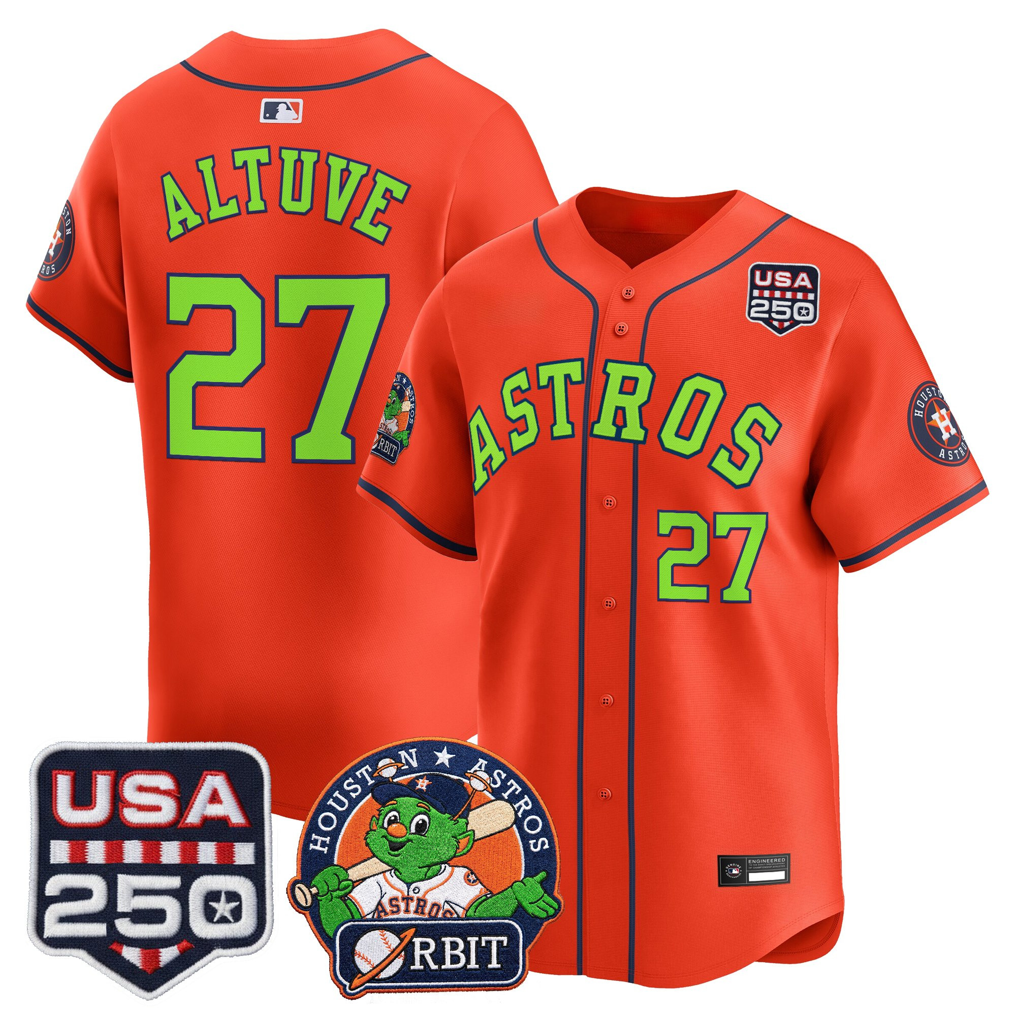 Men's Astros Orbit & 250 America Patch Vapor Premier Limited Jersey - All Stitched - Image 39