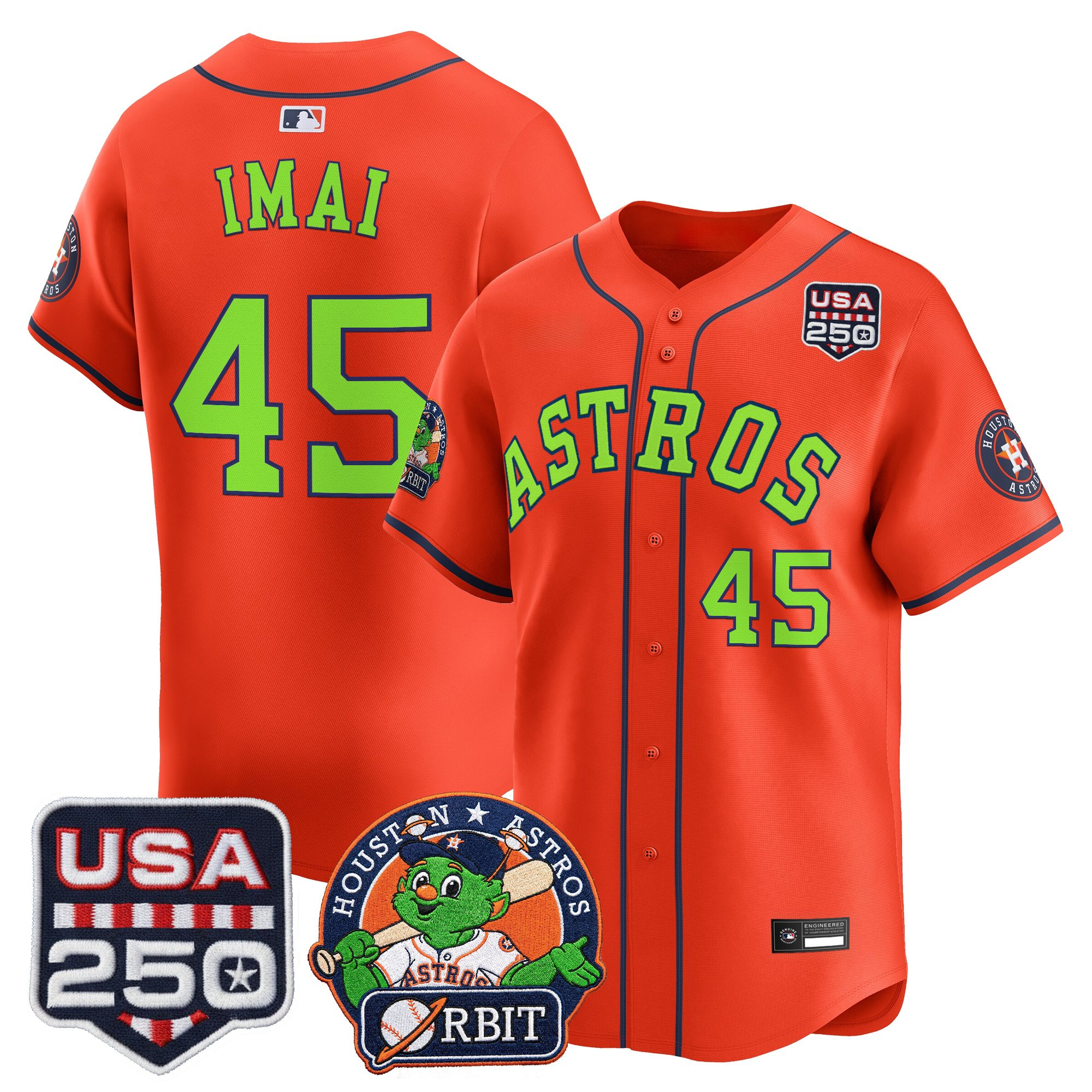 Men's Astros Orbit & 250 America Patch Vapor Premier Limited Jersey - All Stitched - Image 47