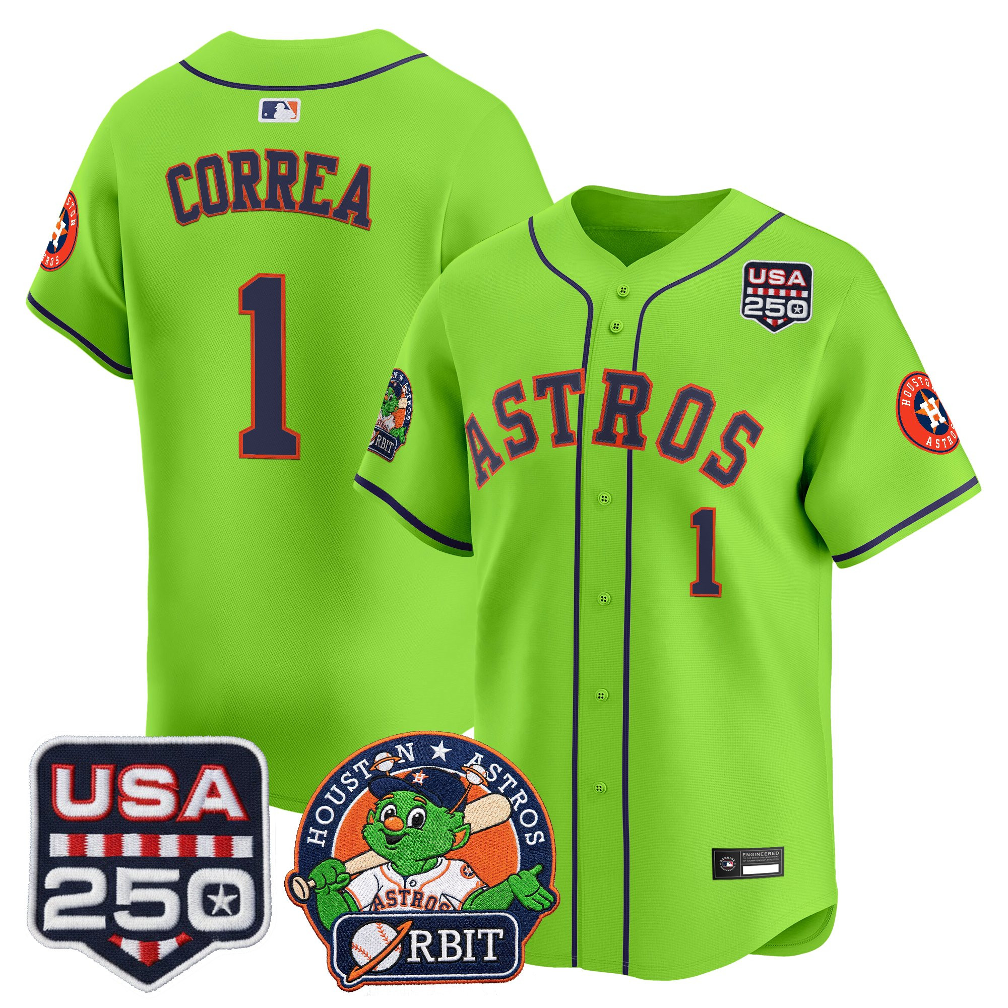 Men's Astros Orbit & 250 America Patch Vapor Premier Limited Jersey - All Stitched - Image 10